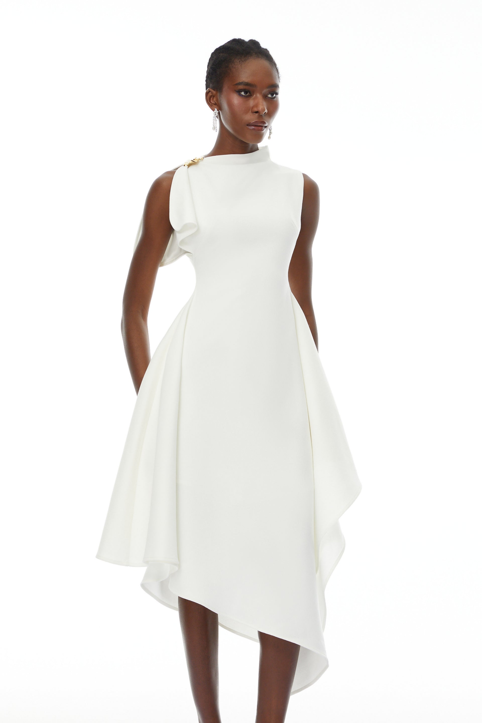 blue dress for baby girl Yvette Slip Maxi Dress With Asymmetrical Hem - White main image 0