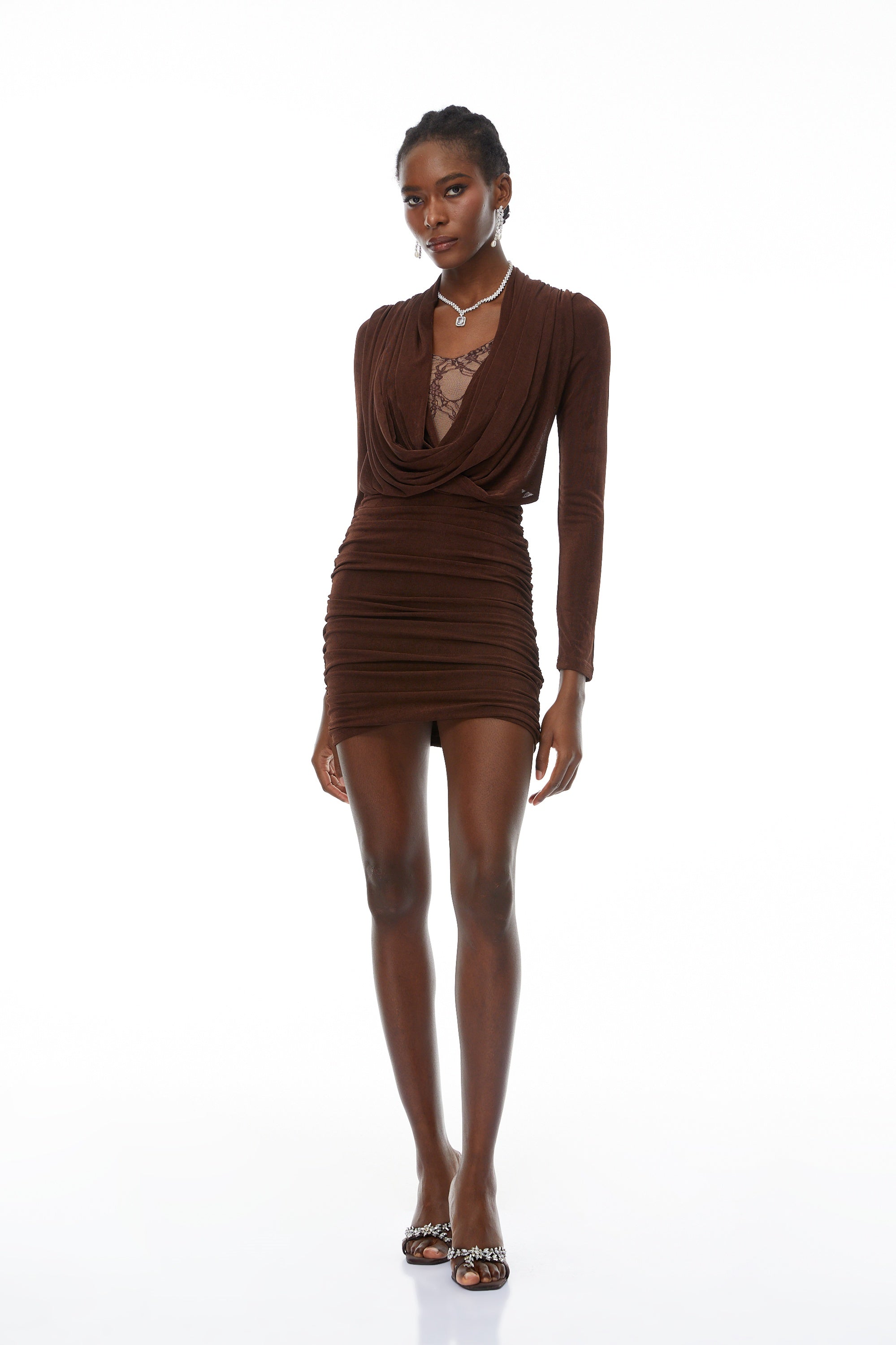 Emerson Brown Lace Panel Stretch Midi Dress