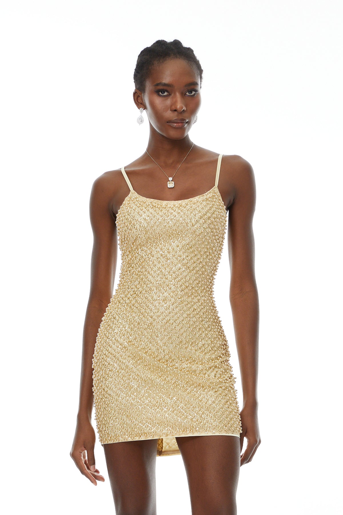 never miss a bead mini dress Gaia Gold Beaded Bodycon Mini Dress
