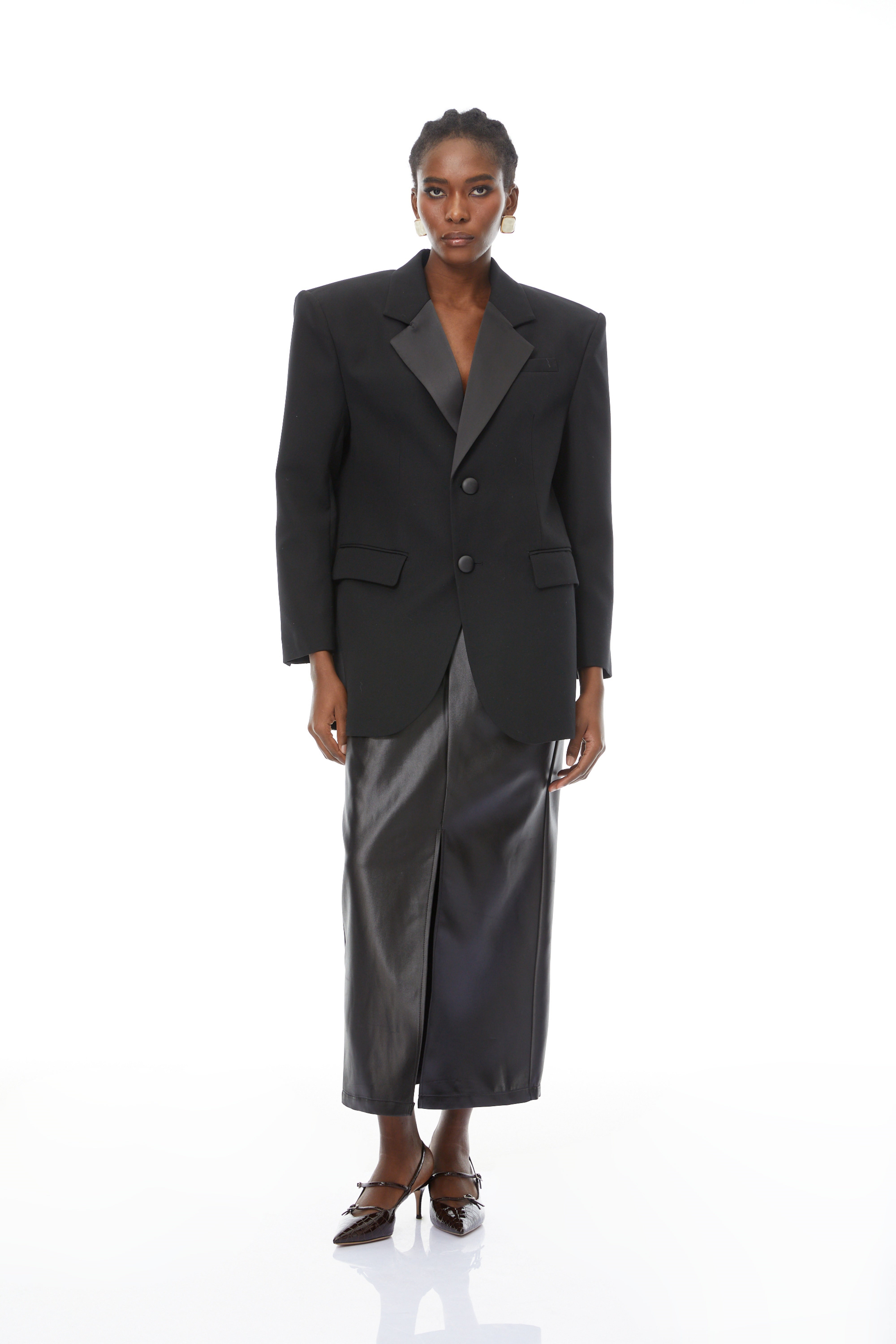 Simona Black Lapel Single-Breasted Blazer