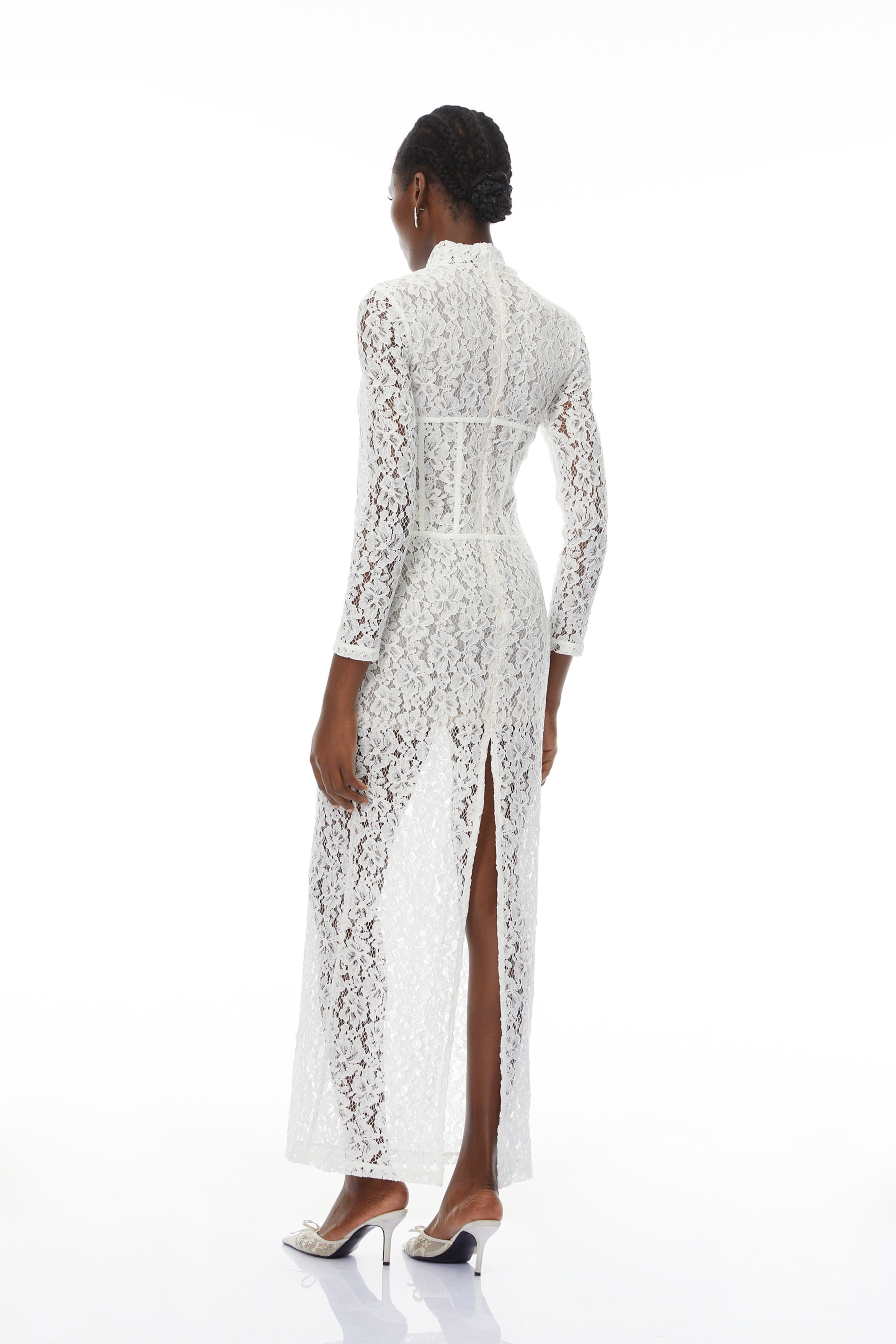 Darlene White Floral Lace Cut Out Maxi Dress