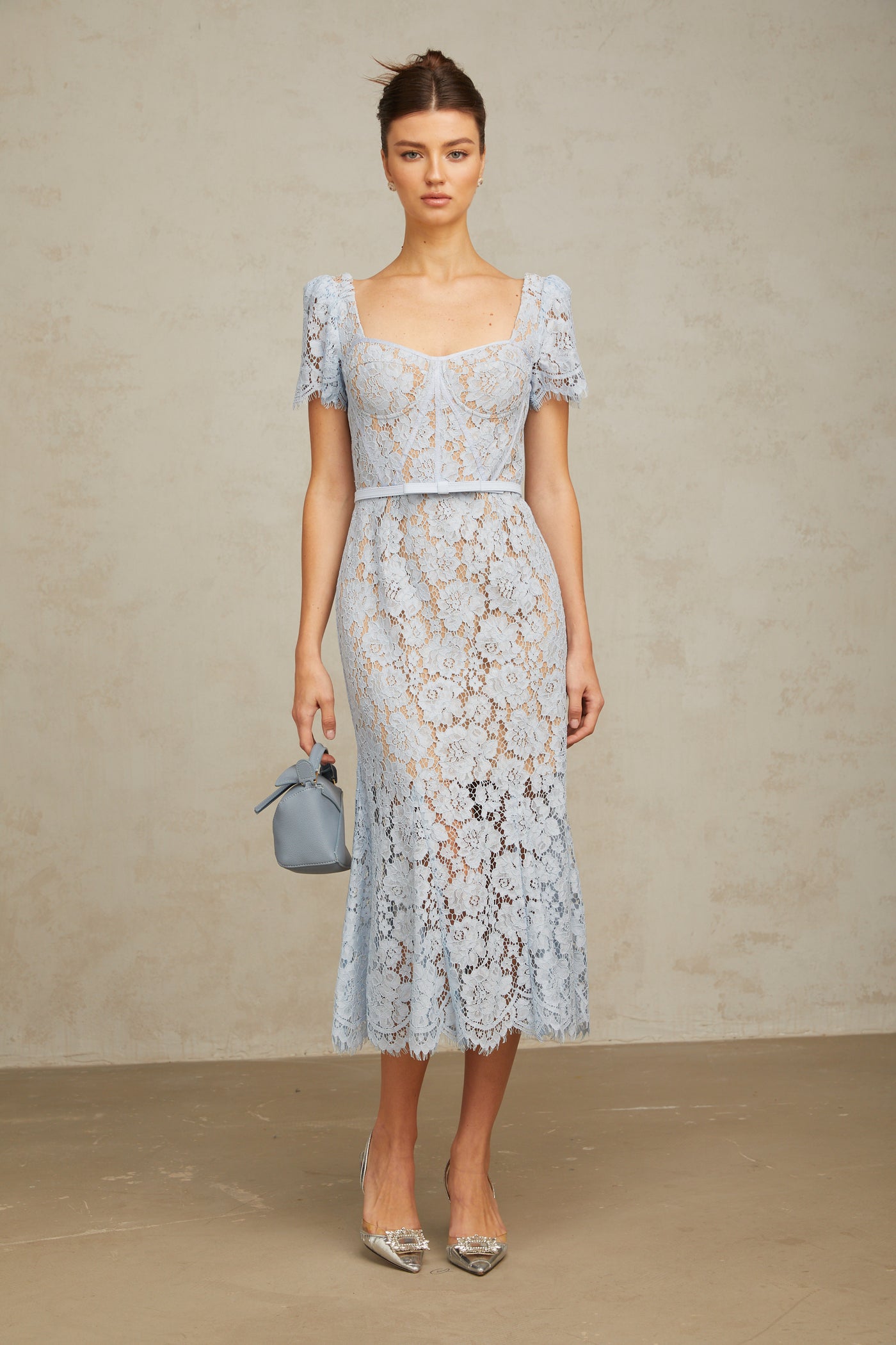 Midi dress - ADELIE blue brown - Wild floral print main image 0