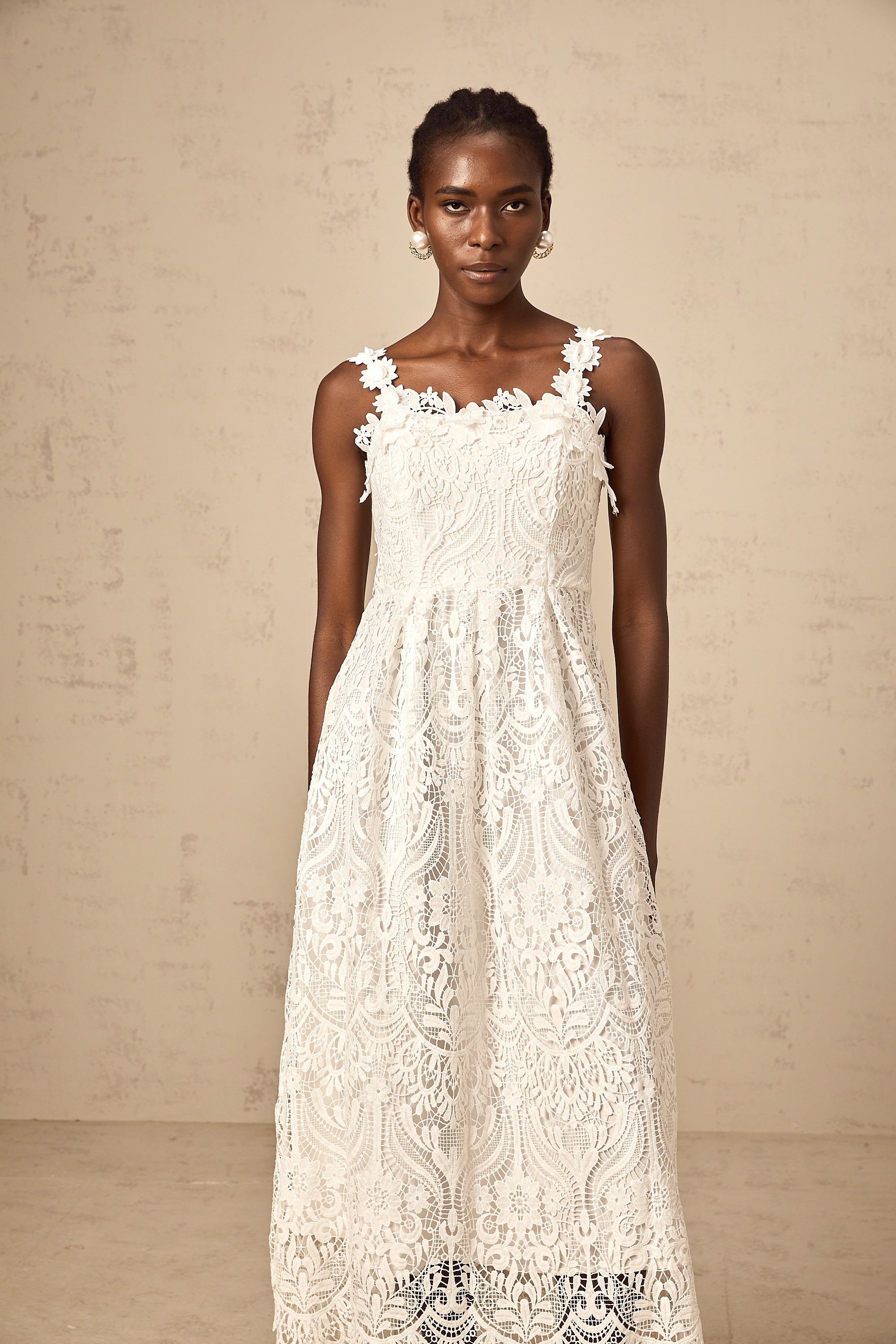 Paol white guipure-lace midi dress Paol white guipure-lace midi dress