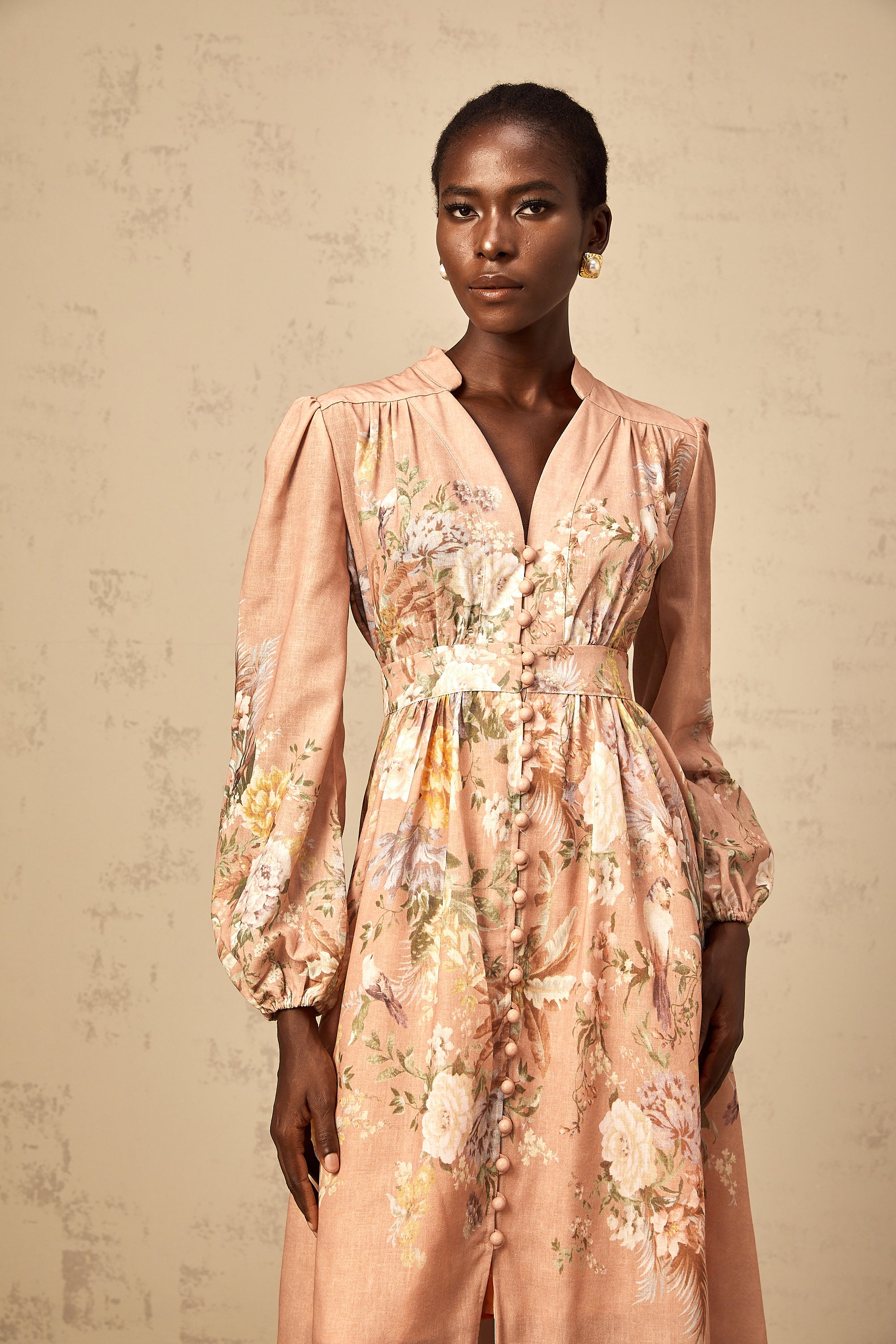 Sidonie pink V-neck floral-print midi dress (Final Sale-US Only)