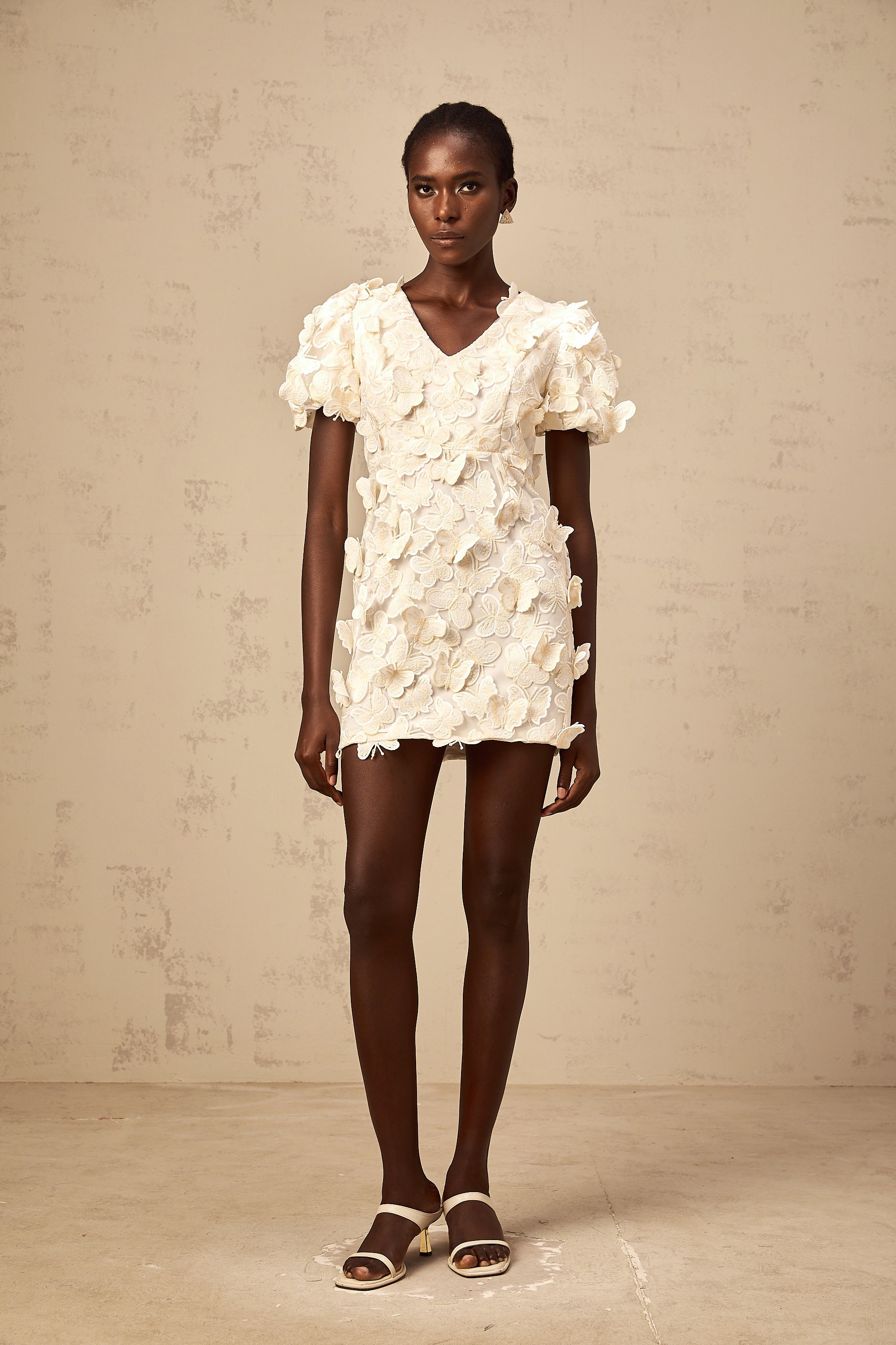 Eugénie butterfly-appliqué A-line mini dress