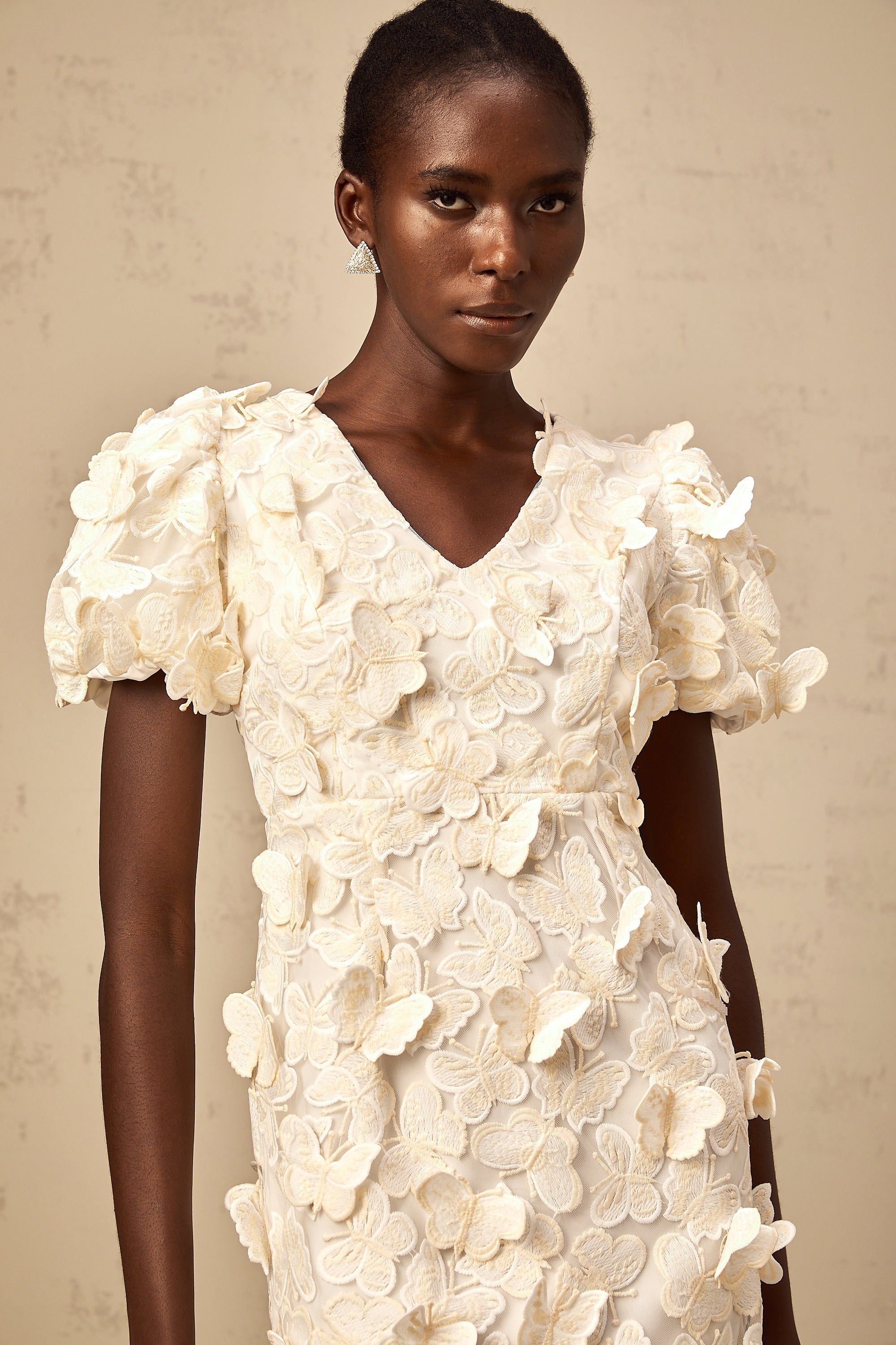 Eugénie butterfly-appliqué A-line mini dress