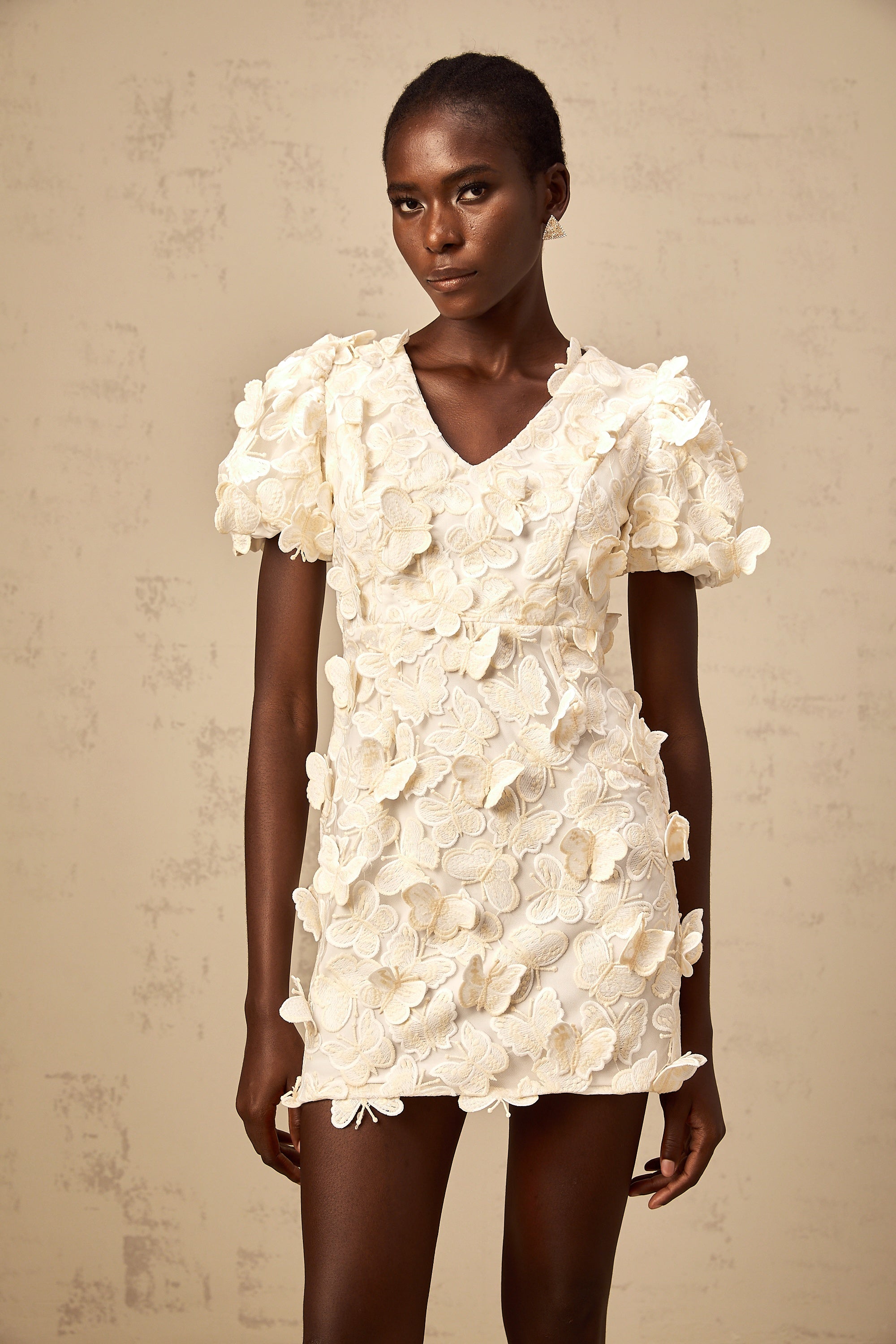 Eugénie butterfly-appliqué A-line mini dress