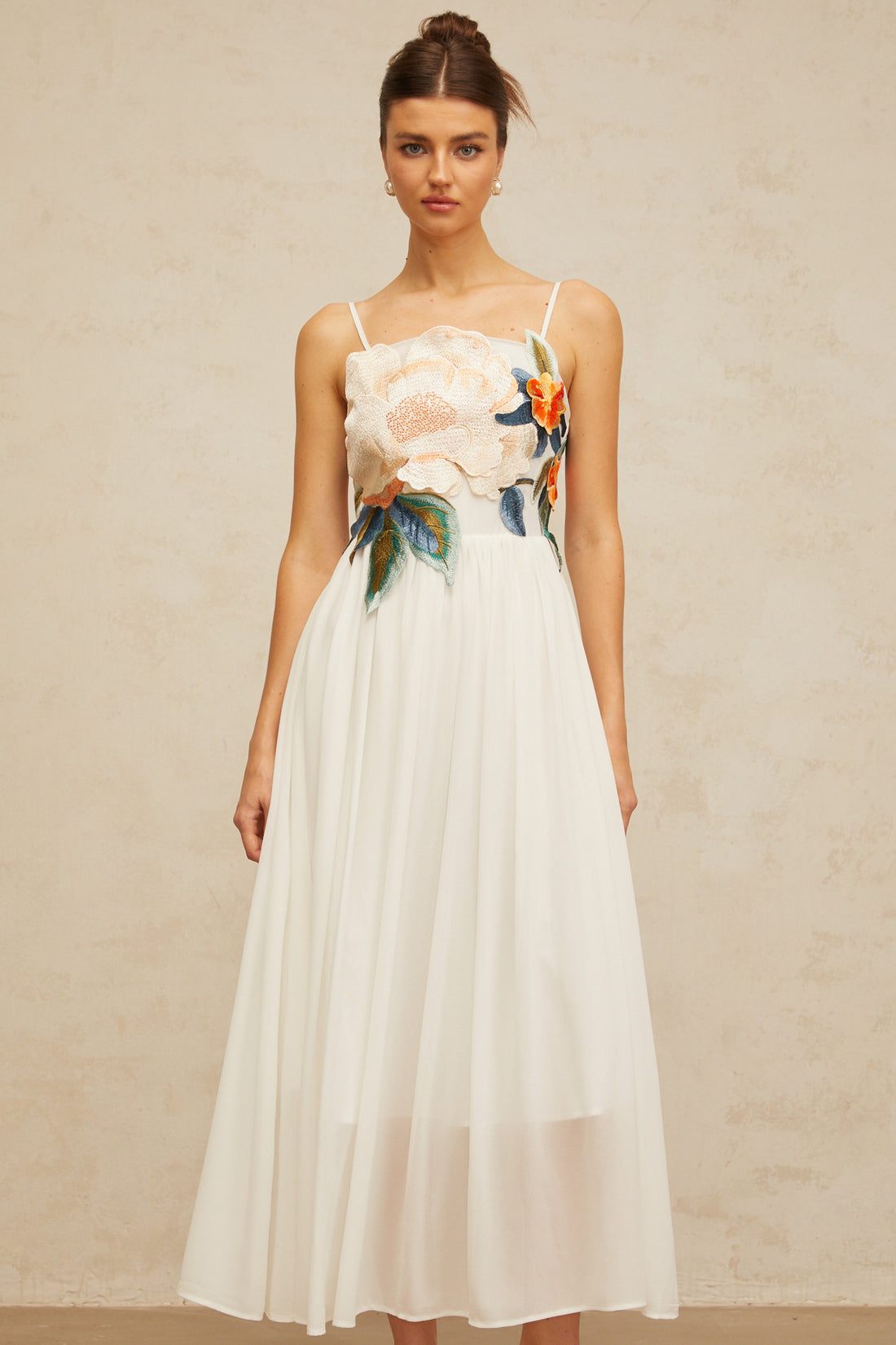Josette blue peplum-waist panelled maxi dress