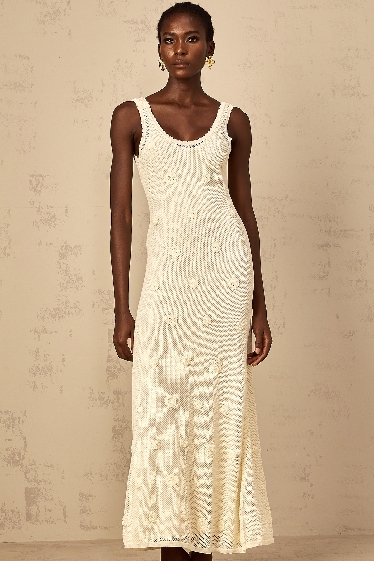 kinsey crochet detail maxi dress Eléonore Floral Embroidered Crochet Knit Maxi Dress, M / Neutrals