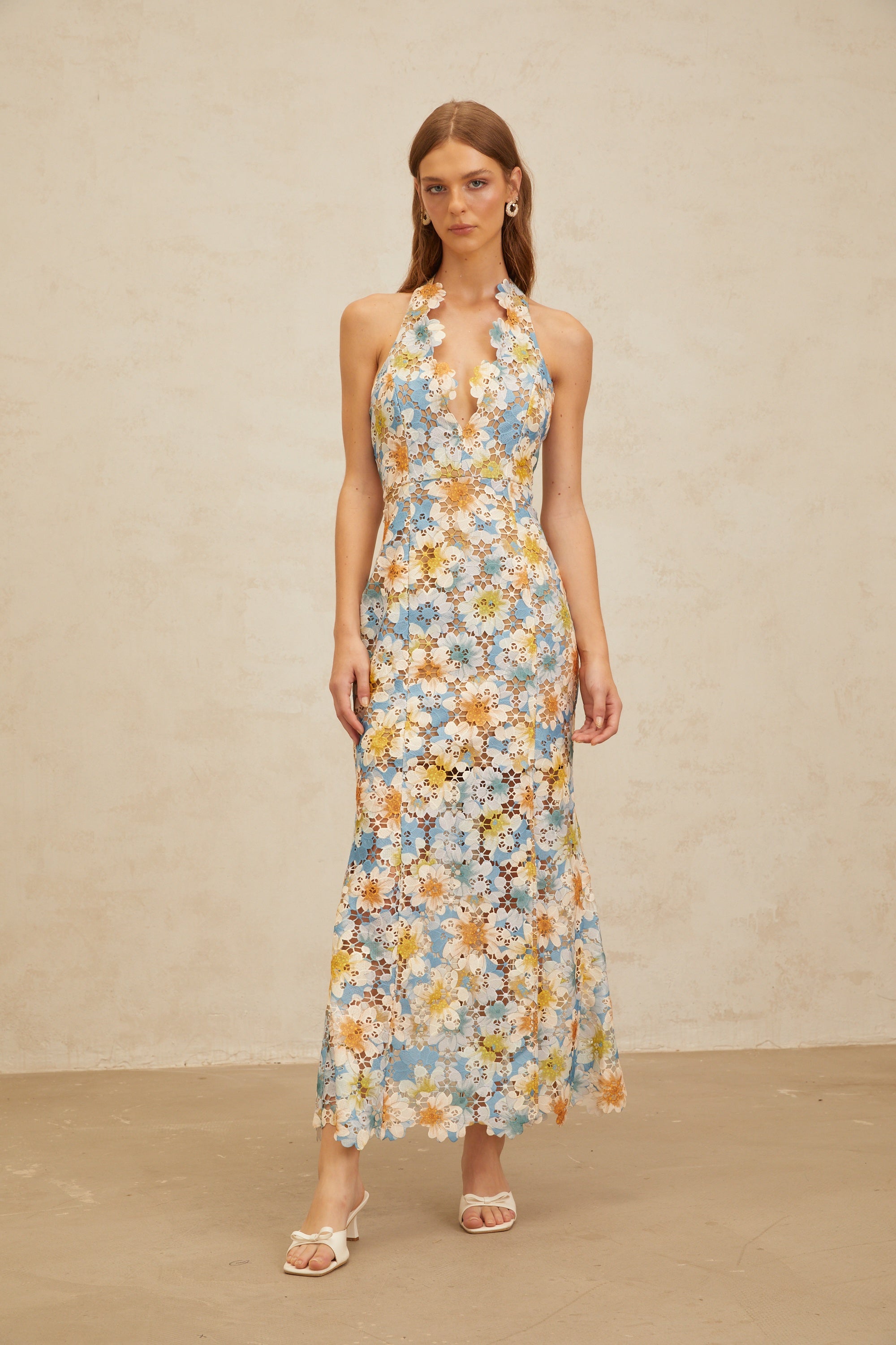 Zoé Blue Garden Party Floral Maxi Dress