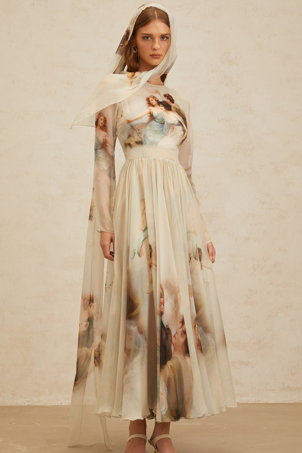 Wrap Over Silk Dress in Green Macro Print