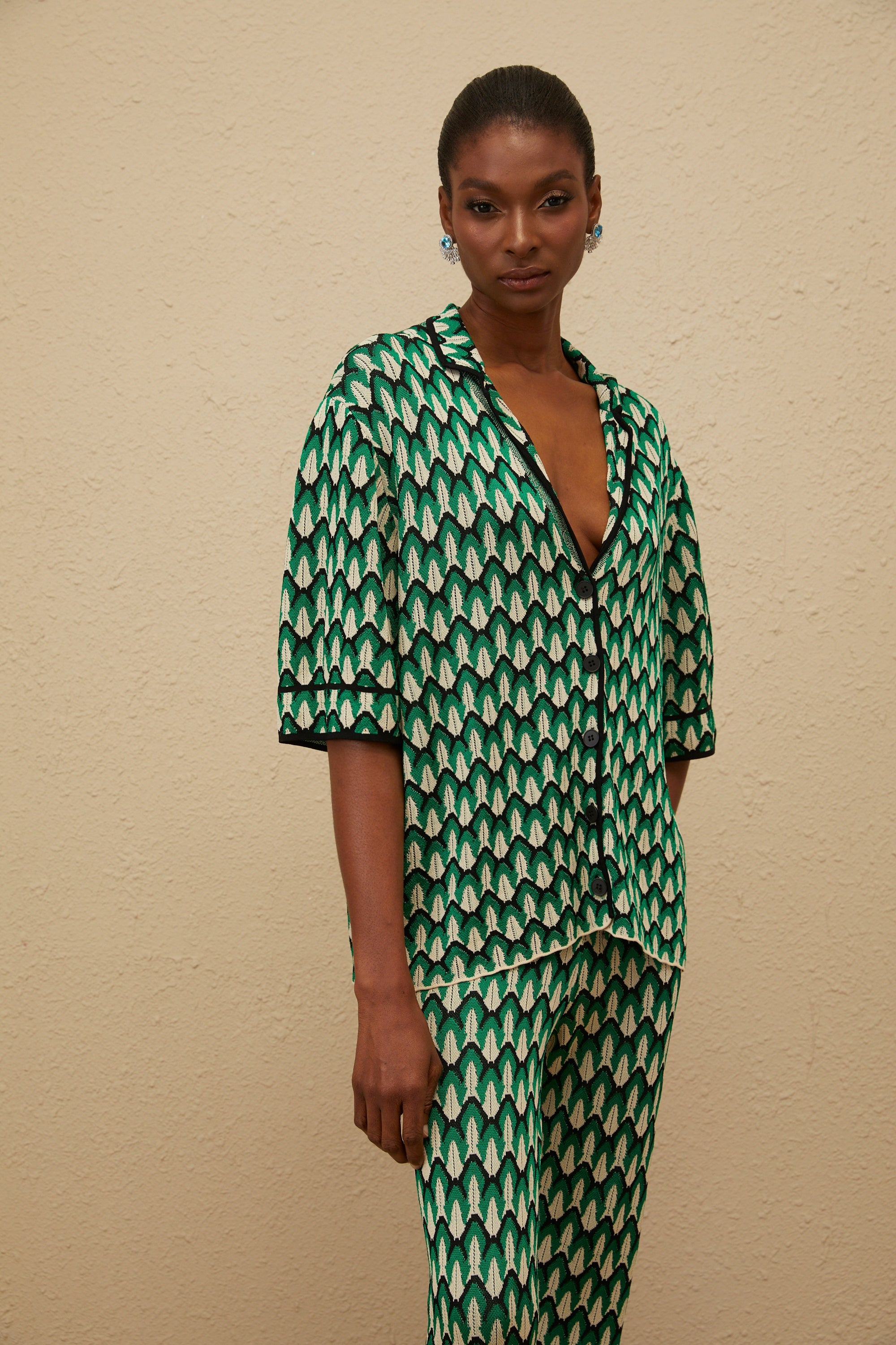 طقم منسوج من قماش الجاكار باللون الأخضر من Verdoyante