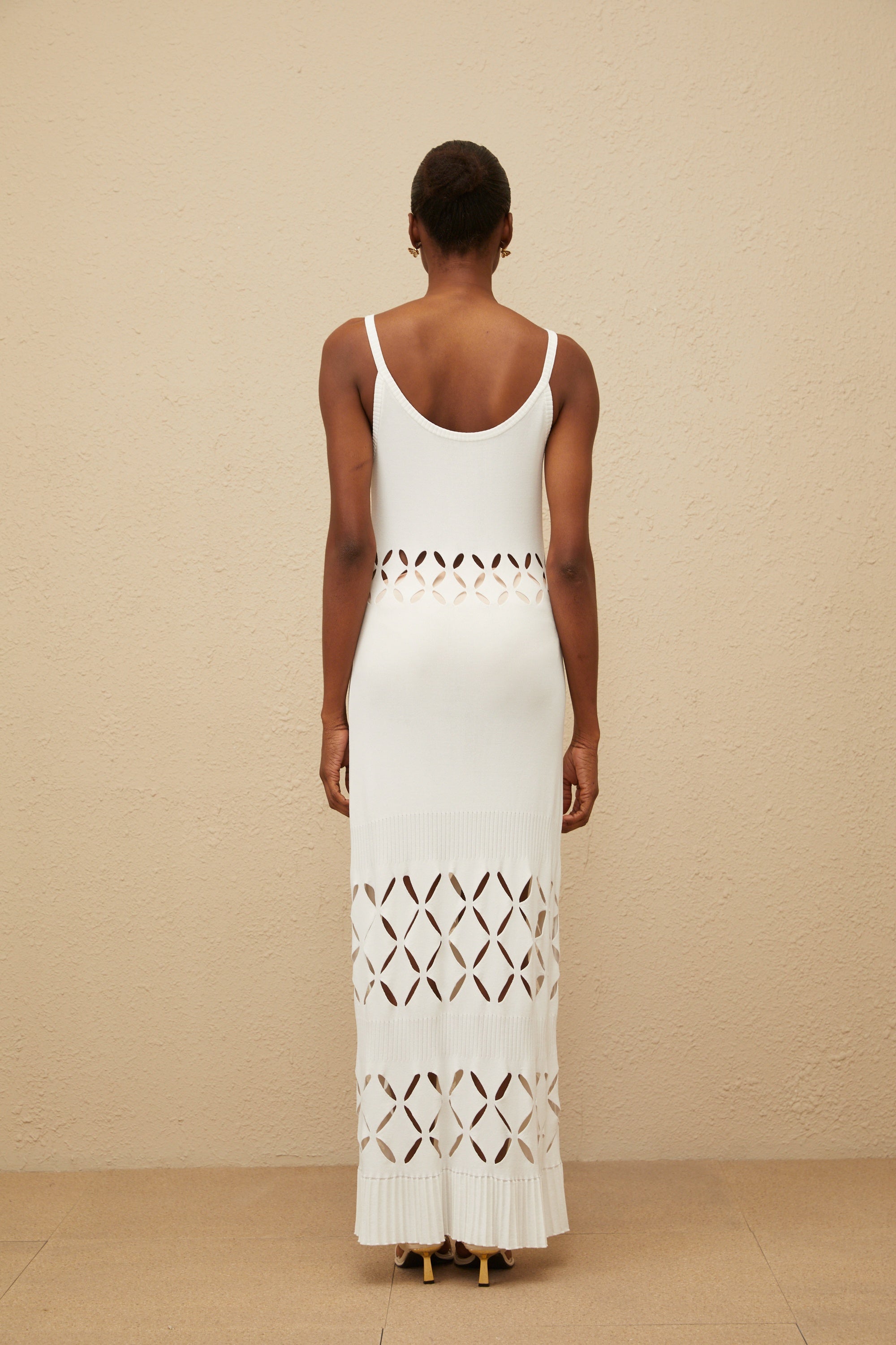 Blanche White Cutout Knit Maxi Dress