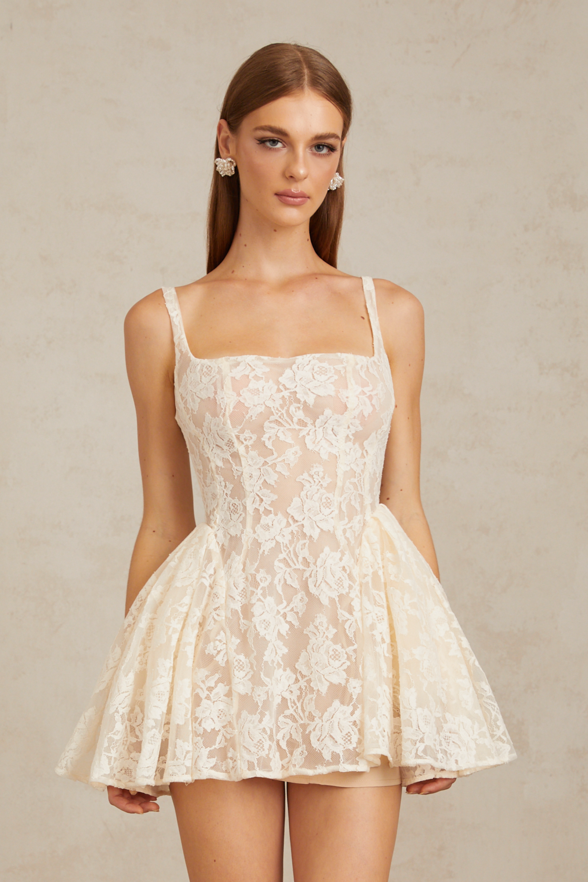 Euphemia Cream White Floral Lace Mini Dress, Xs / White Euphemia Cream White Floral Lace Mini Dress, Xs / White