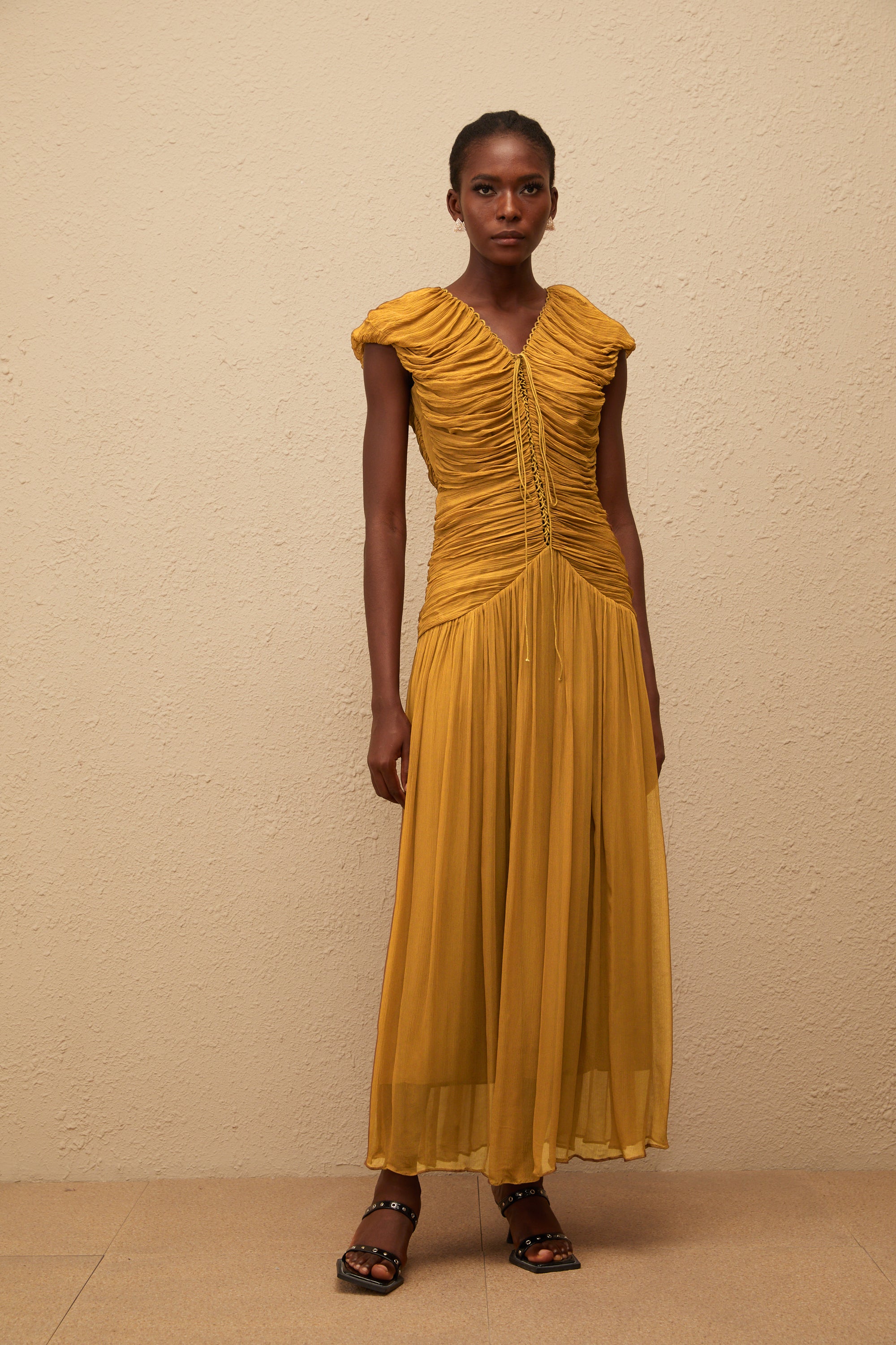 Vérane Ginger Ruched Chiffon Maxi Dress