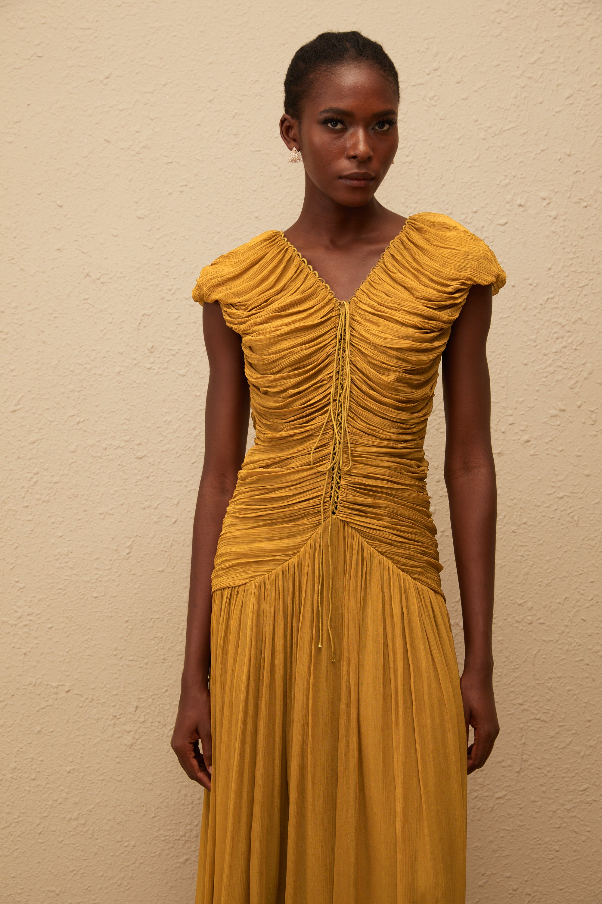 Vérane Ginger Ruched Chiffon Maxi Dress