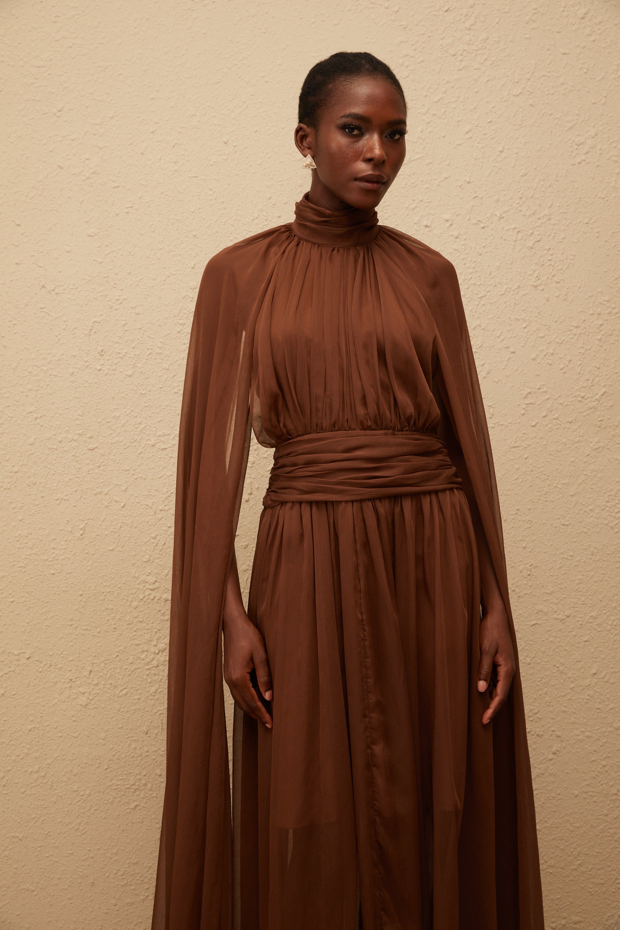 【完売品】acka volume tulle dress ブラウン Anastasia Tulle Maxi Dress - Cognac | Fashion Nova