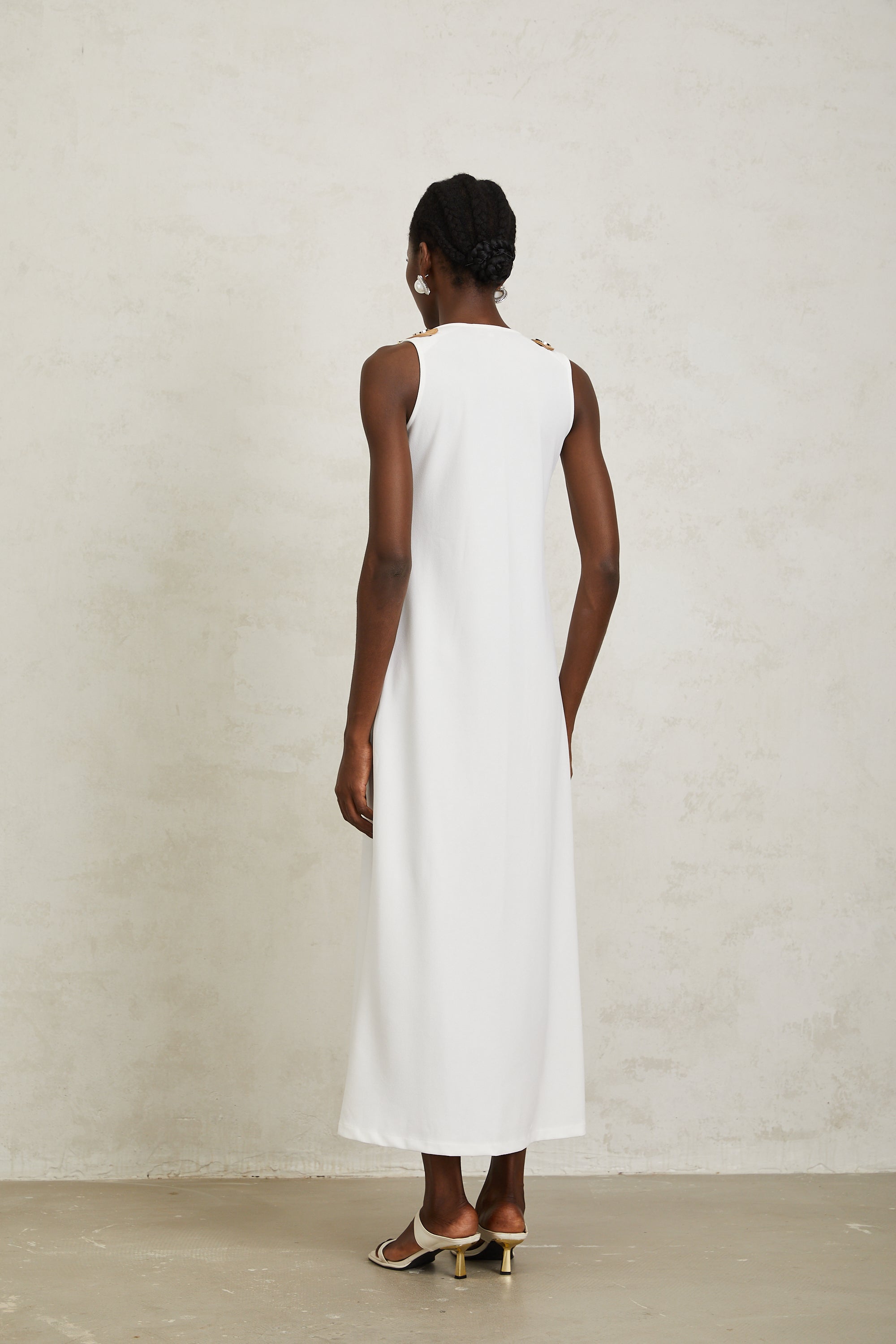 Yvette White Chain Link Detail Midi Dress