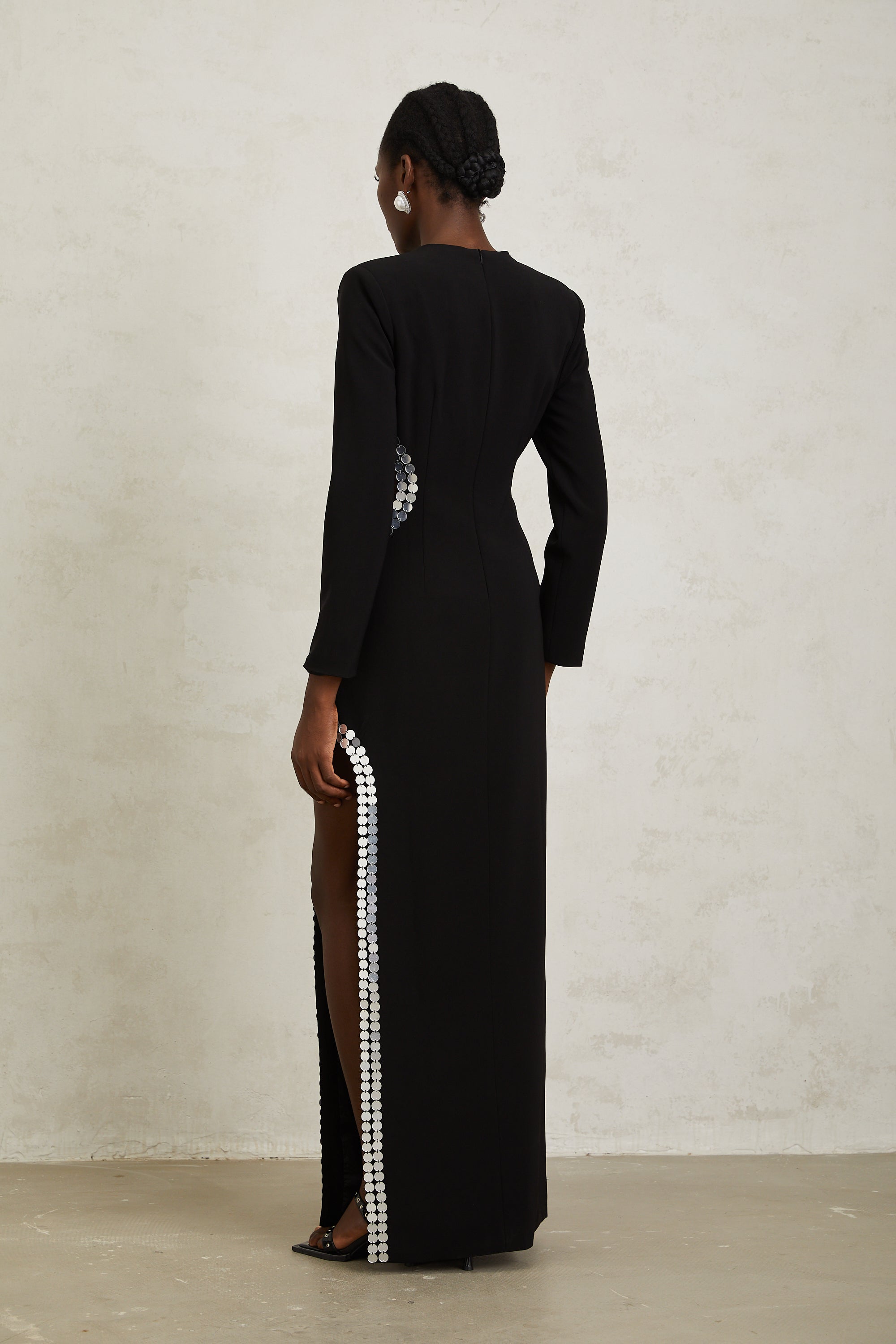 Antonia Black Cut Out Sequined Maxi Dress