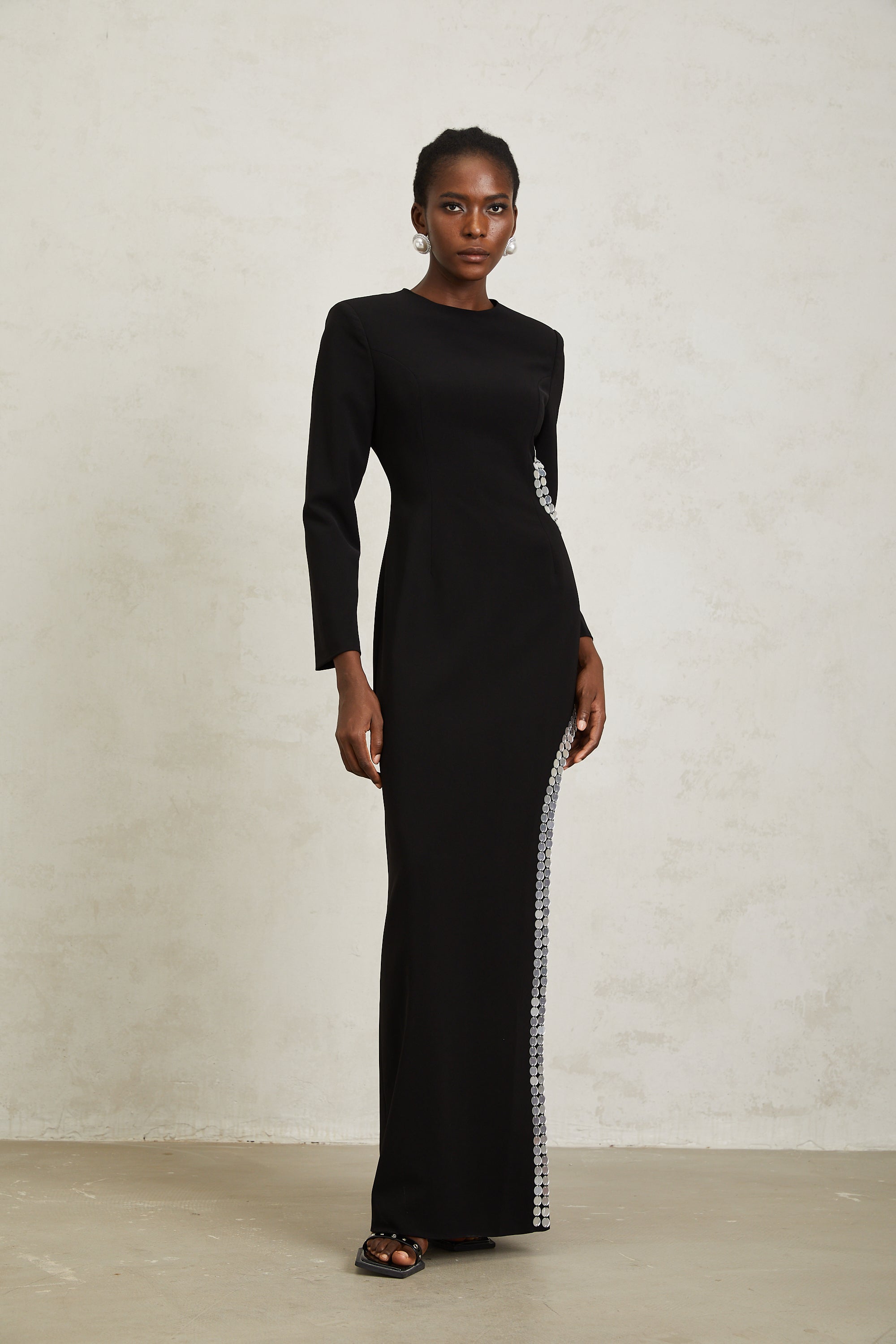 Antonia Black Cut Out Sequined Maxi Dress