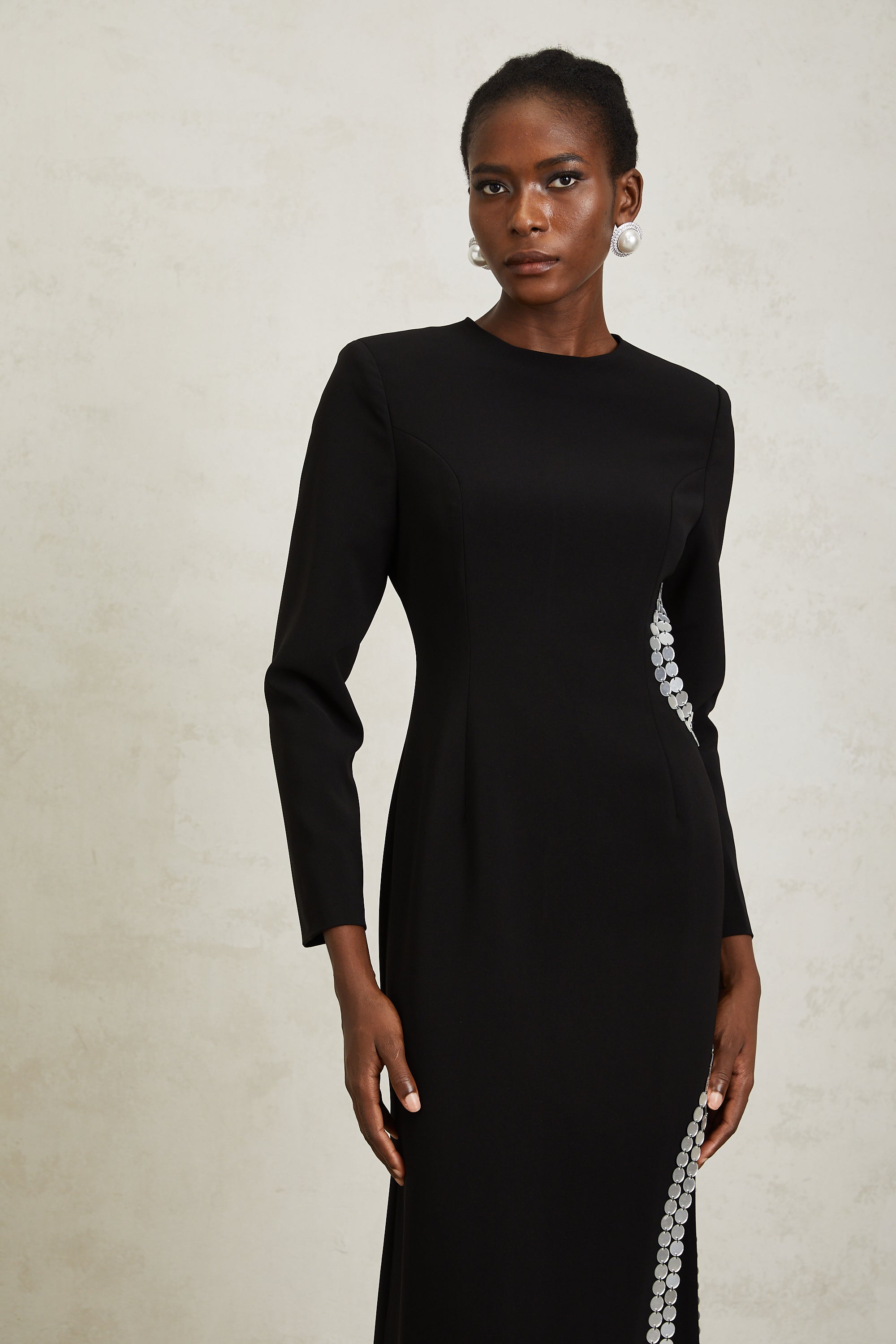 Antonia Black Cut Out Sequined Maxi Dress