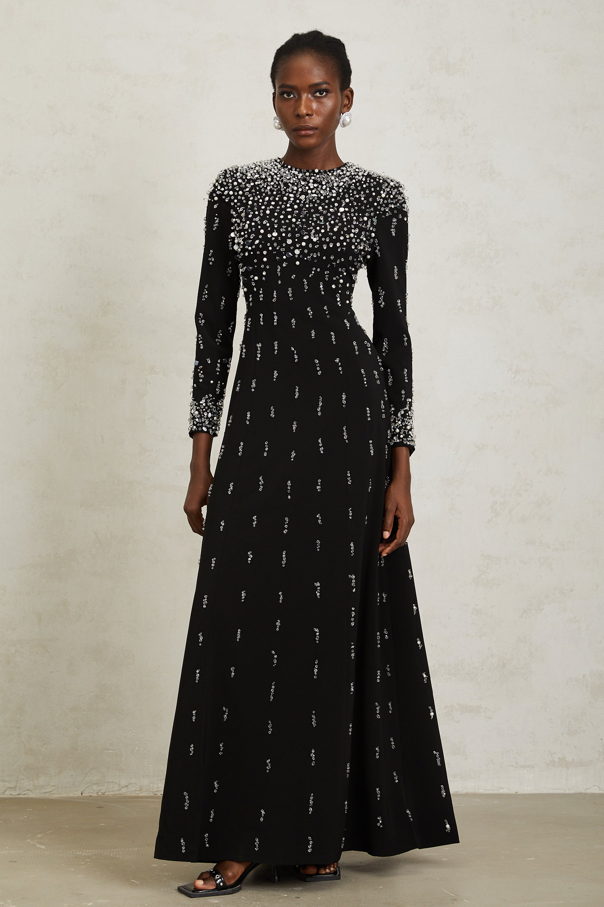 Margarita Black Embellished Maxi Dress