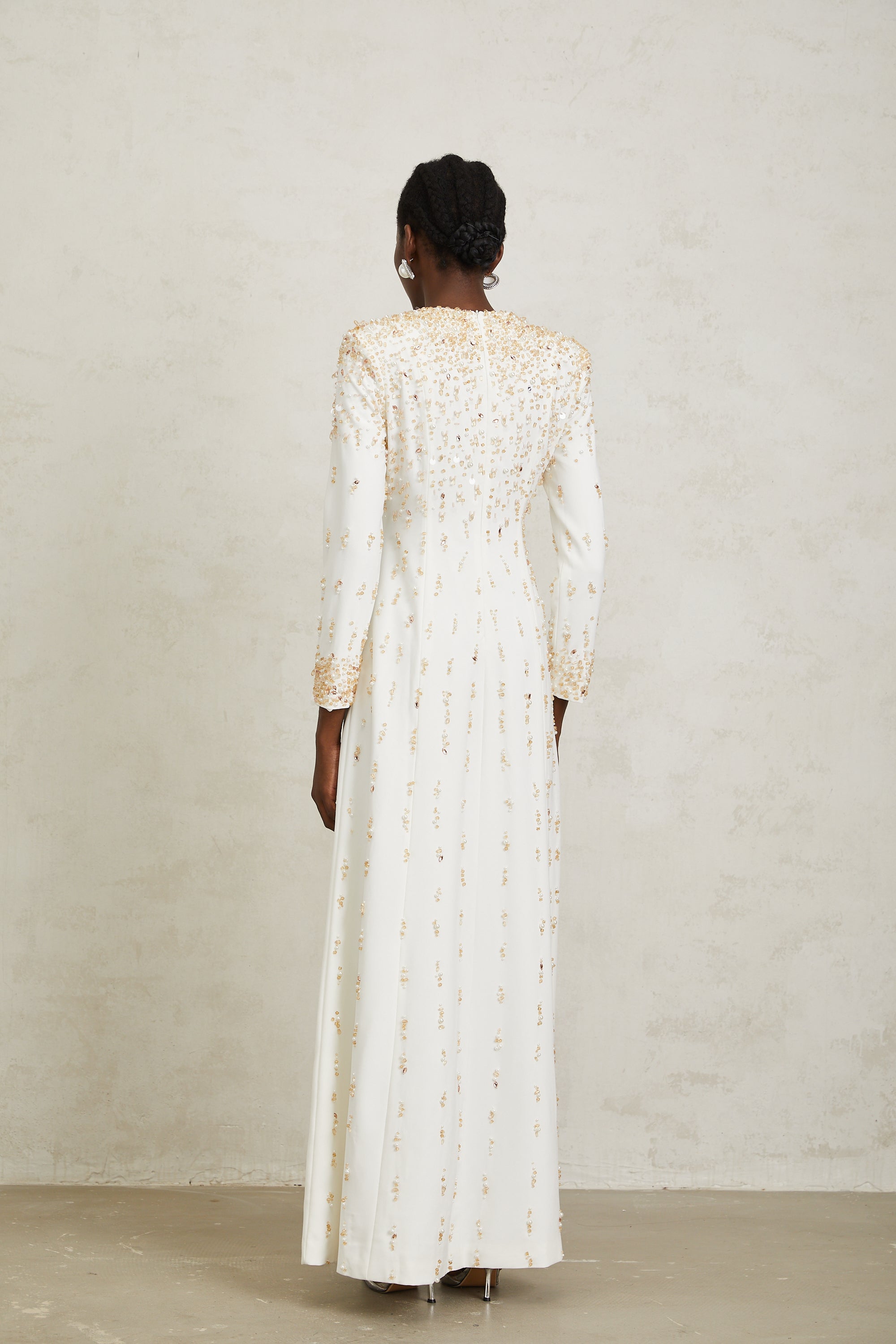 Margarita White Embellished Maxi Dress