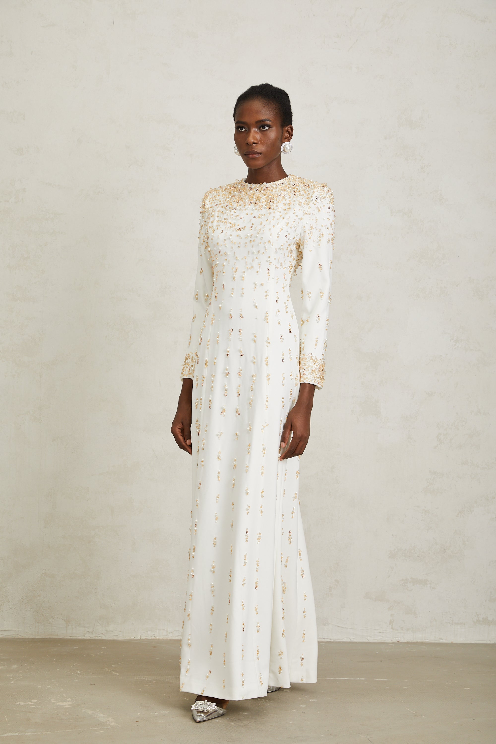 Margarita White Embellished Maxi Dress