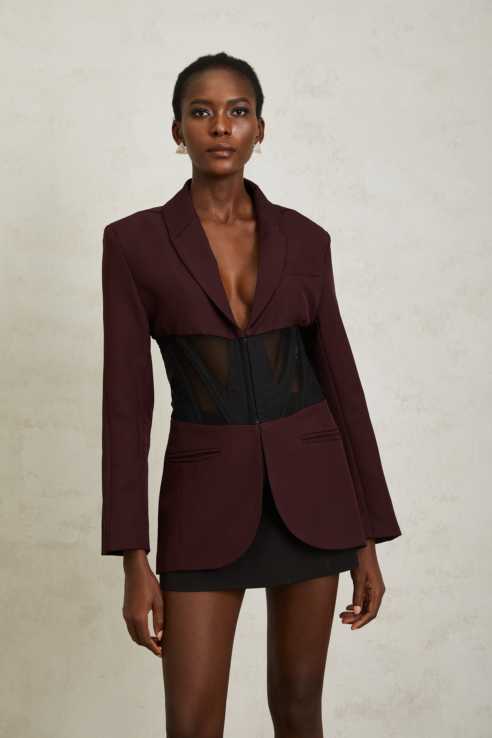 سترة نومي بورجوندي كورسيه بألواح