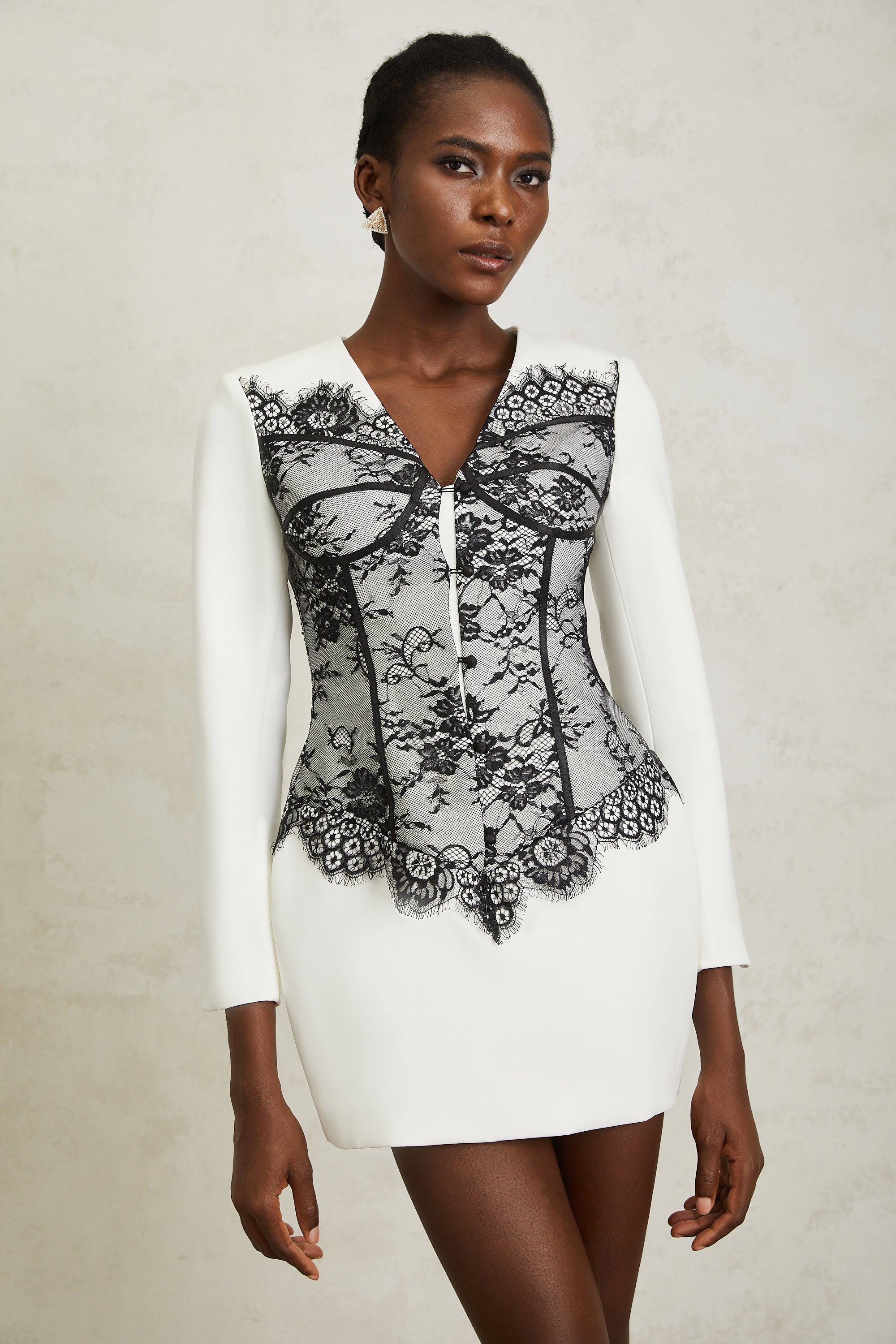 ワンピース Andmary Elsa lace mini dress gray ANDMARY】Elsa lace mini dress