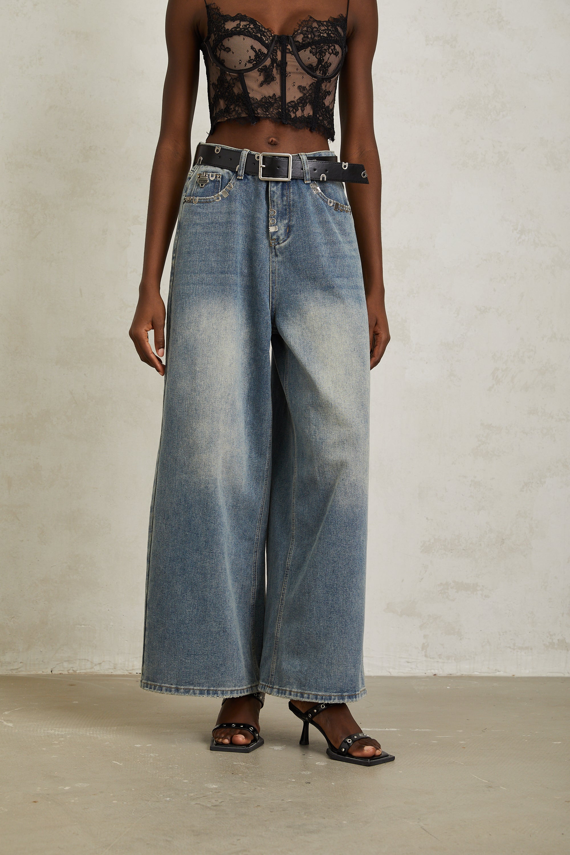 Mila Blue Paillette Embellished Denim Jeans