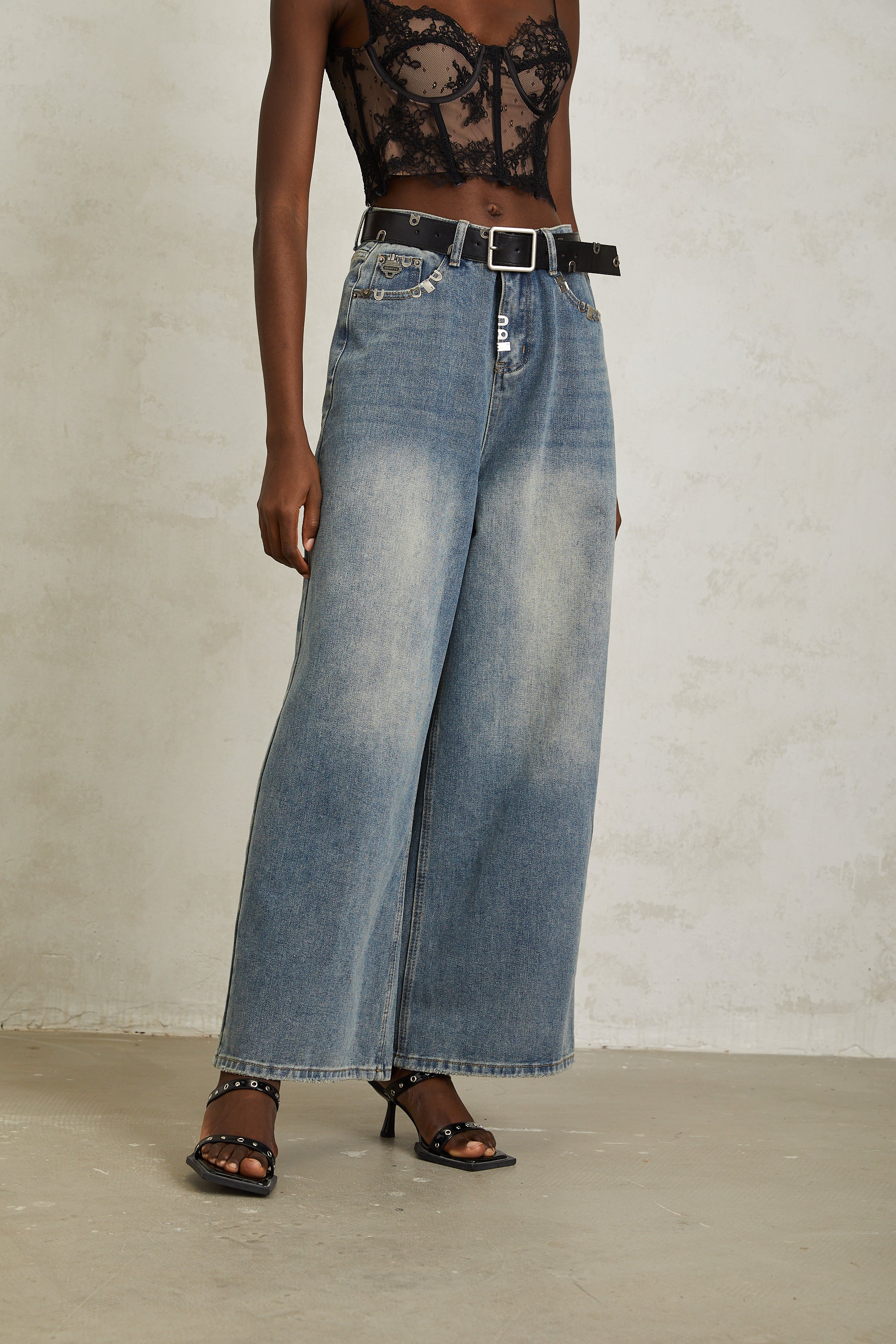 Mila Blue Paillette Embellished Denim Jeans