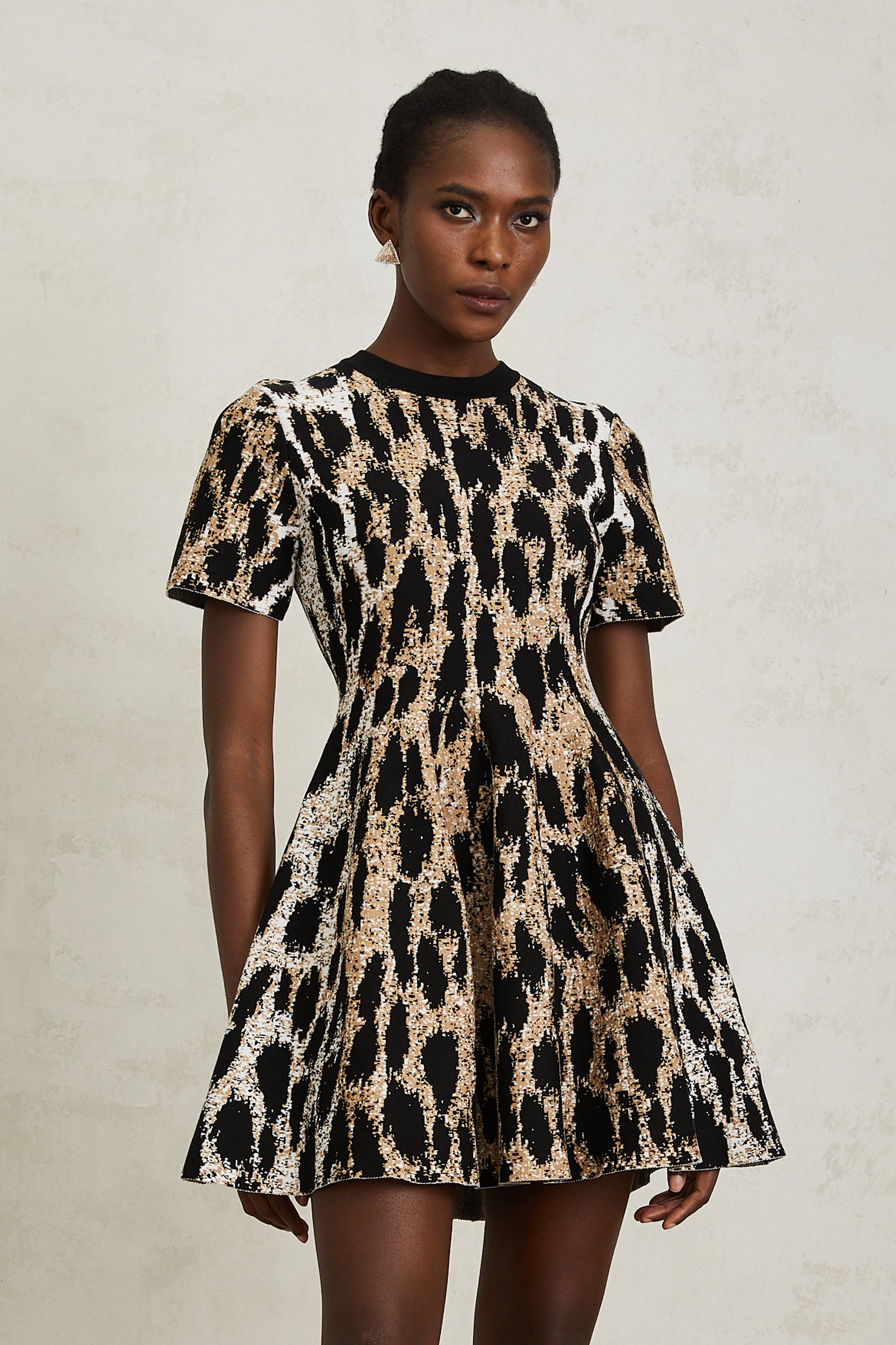 Lucie Brown Leopard Knit Mini Dress