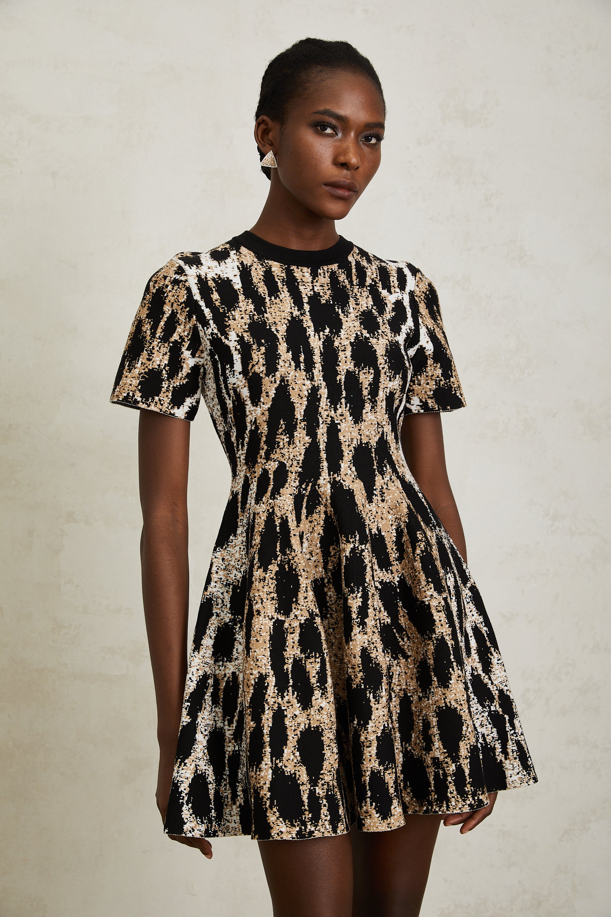 Lucie Brown Leopard Knit Mini Dress