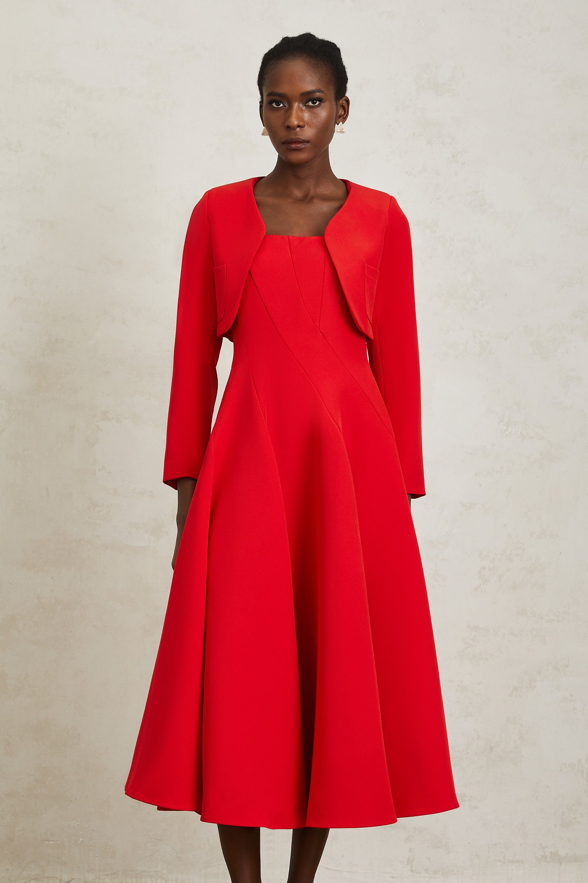 Patricia – Rotes Set aus kurzer Jacke und Kleid