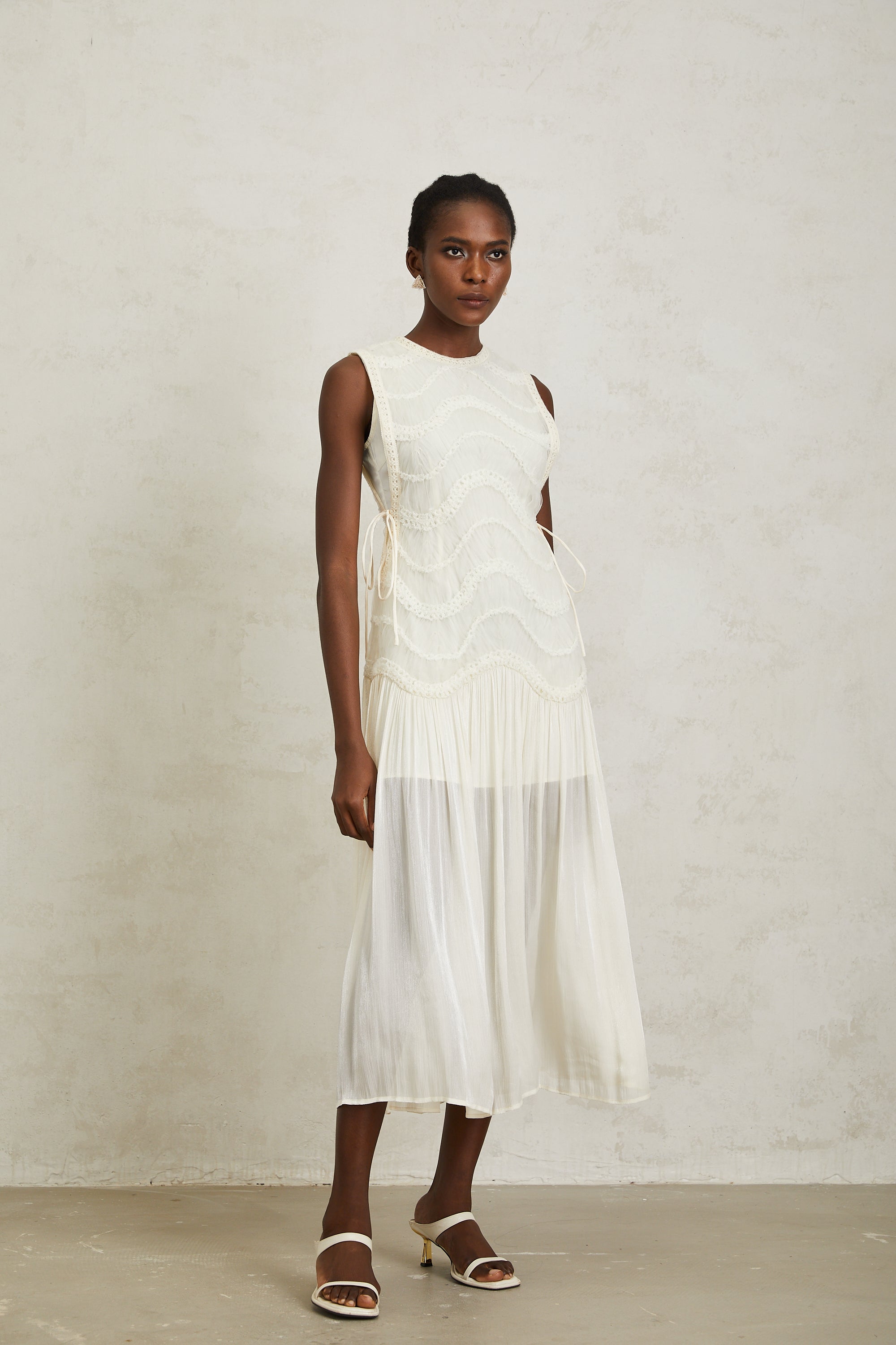 Blanche Off White Floral Crochet Midi Dress Blanche Off White Floral Crochet Midi Dress