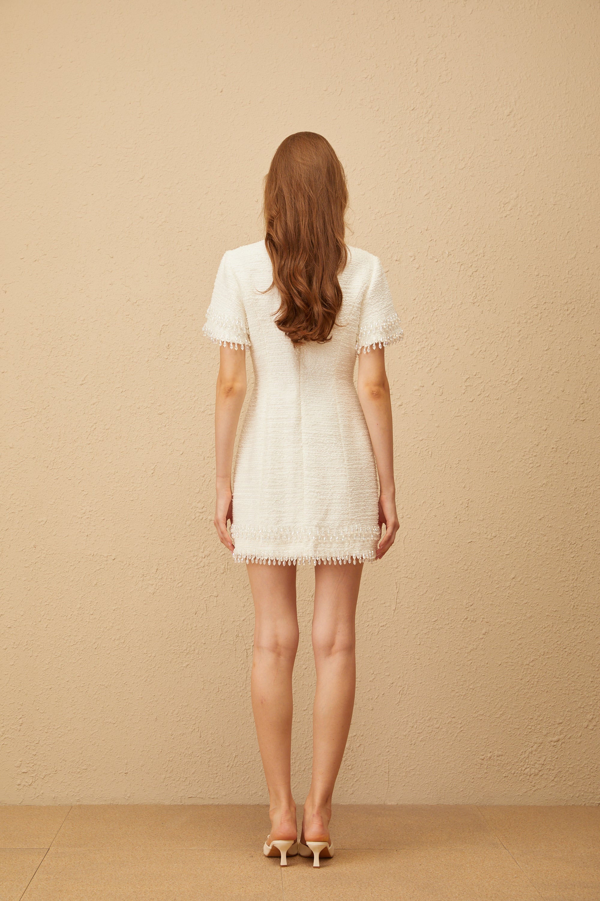 Zephyrine White Fringed Tweed Mini Dress (Final Sale)