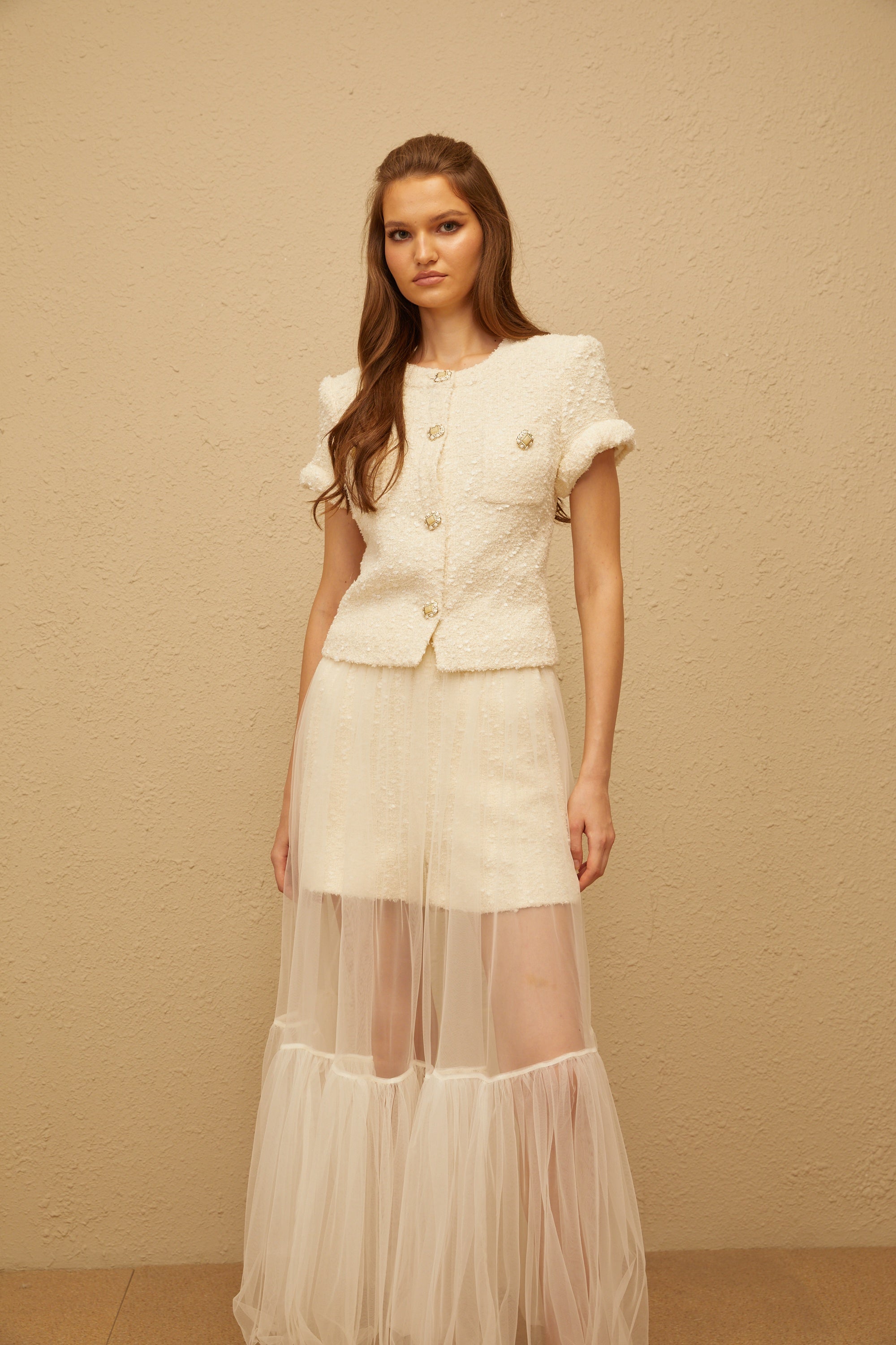 Raphaëlle Cream White Tweed Matching Set