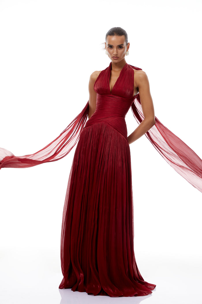 Uranie Blue Gathered Maxi Dress