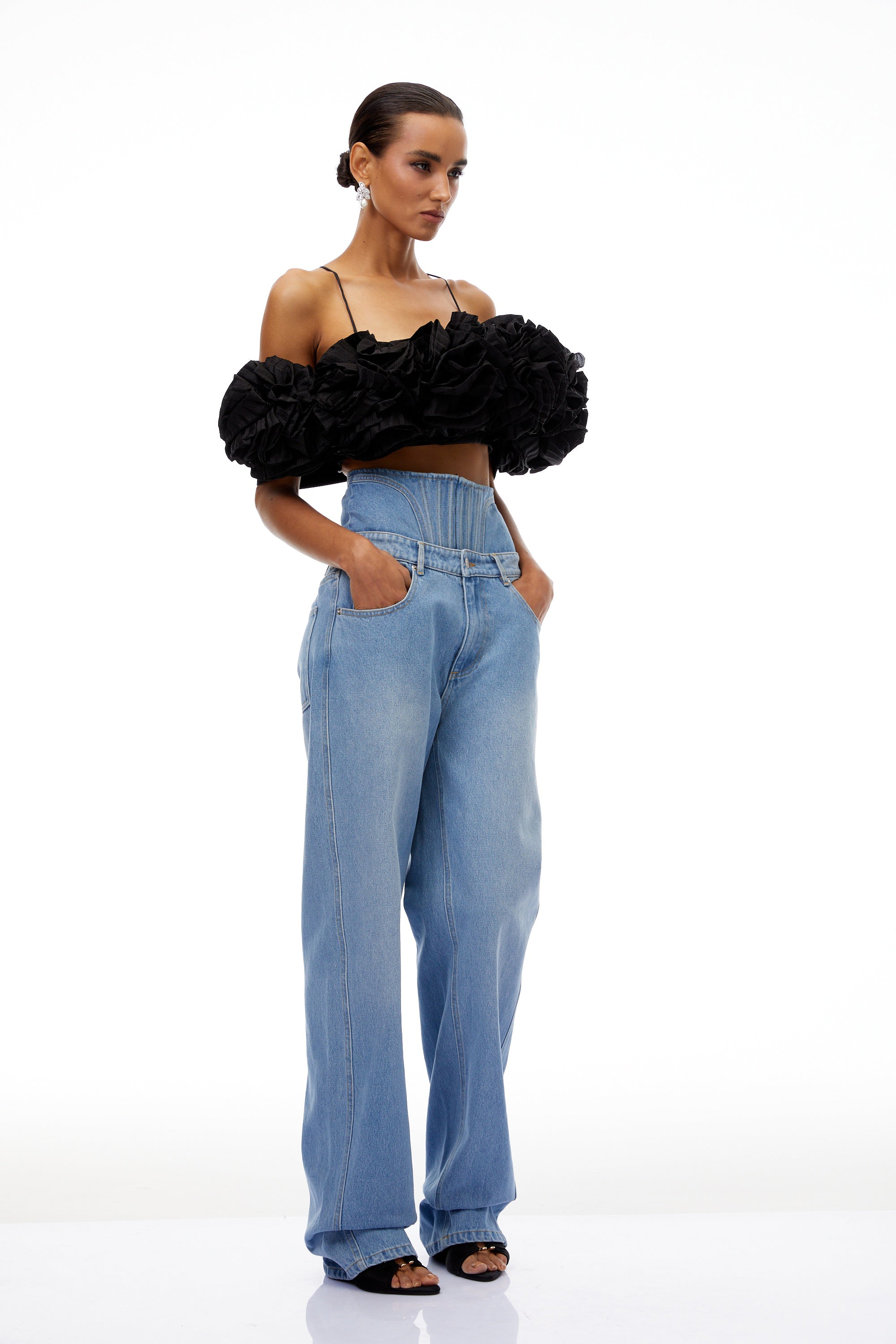 Cosmina Light Blue Corset Panel Denim Jeans