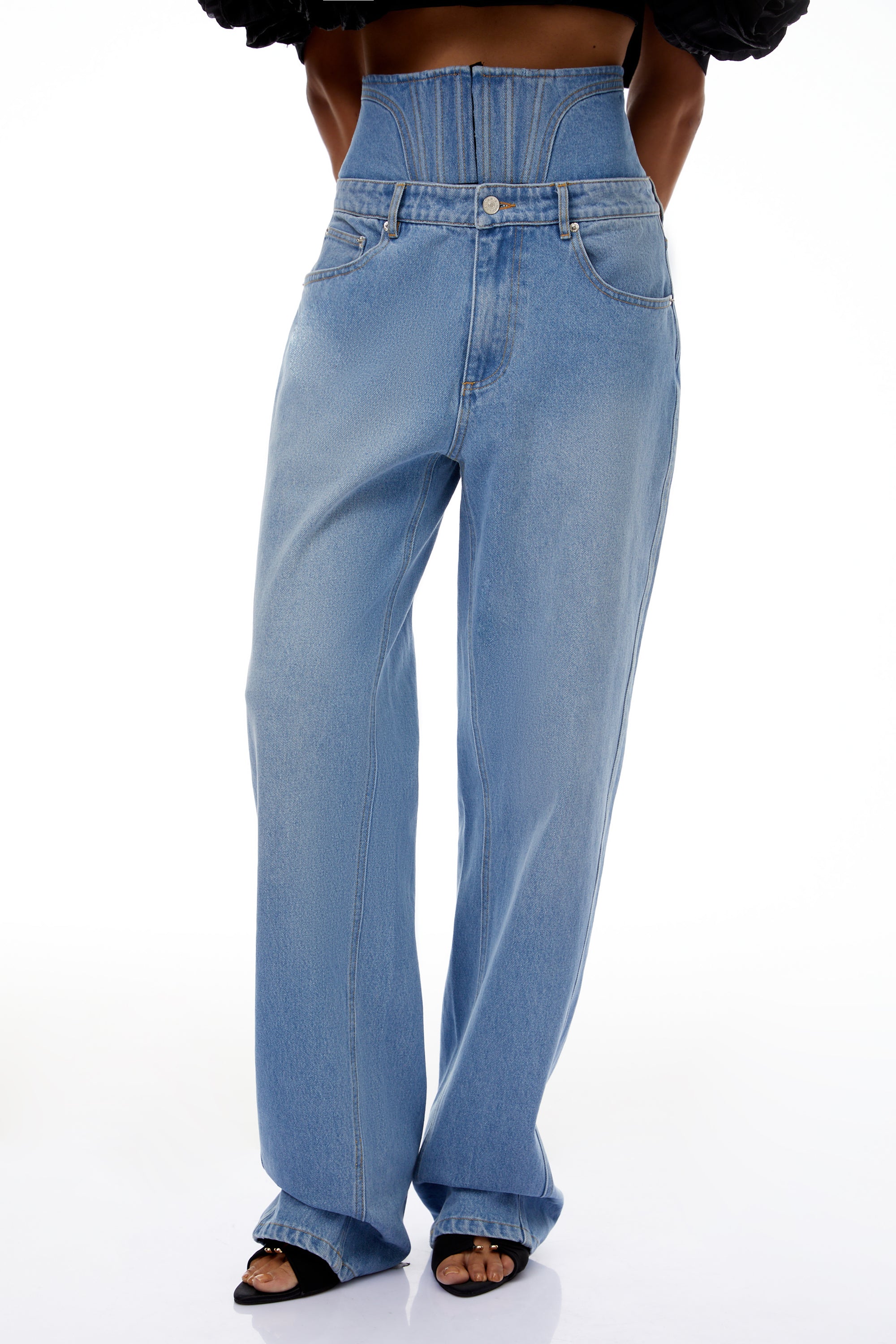 جينز دينيم كورسيه من كوزمينا باللون الأزرق الفاتح