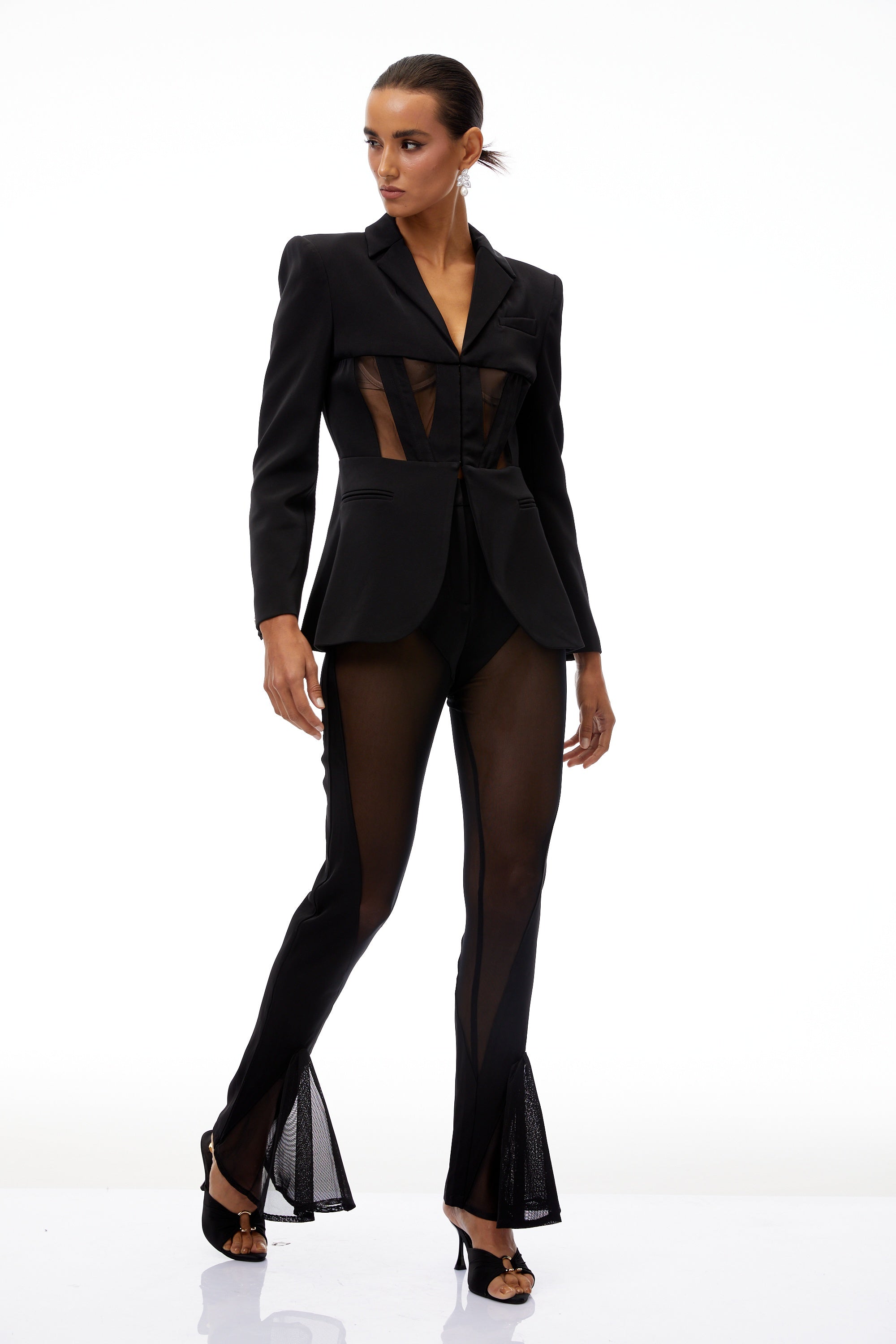 Noémie Black Corset Panelled Blazer
