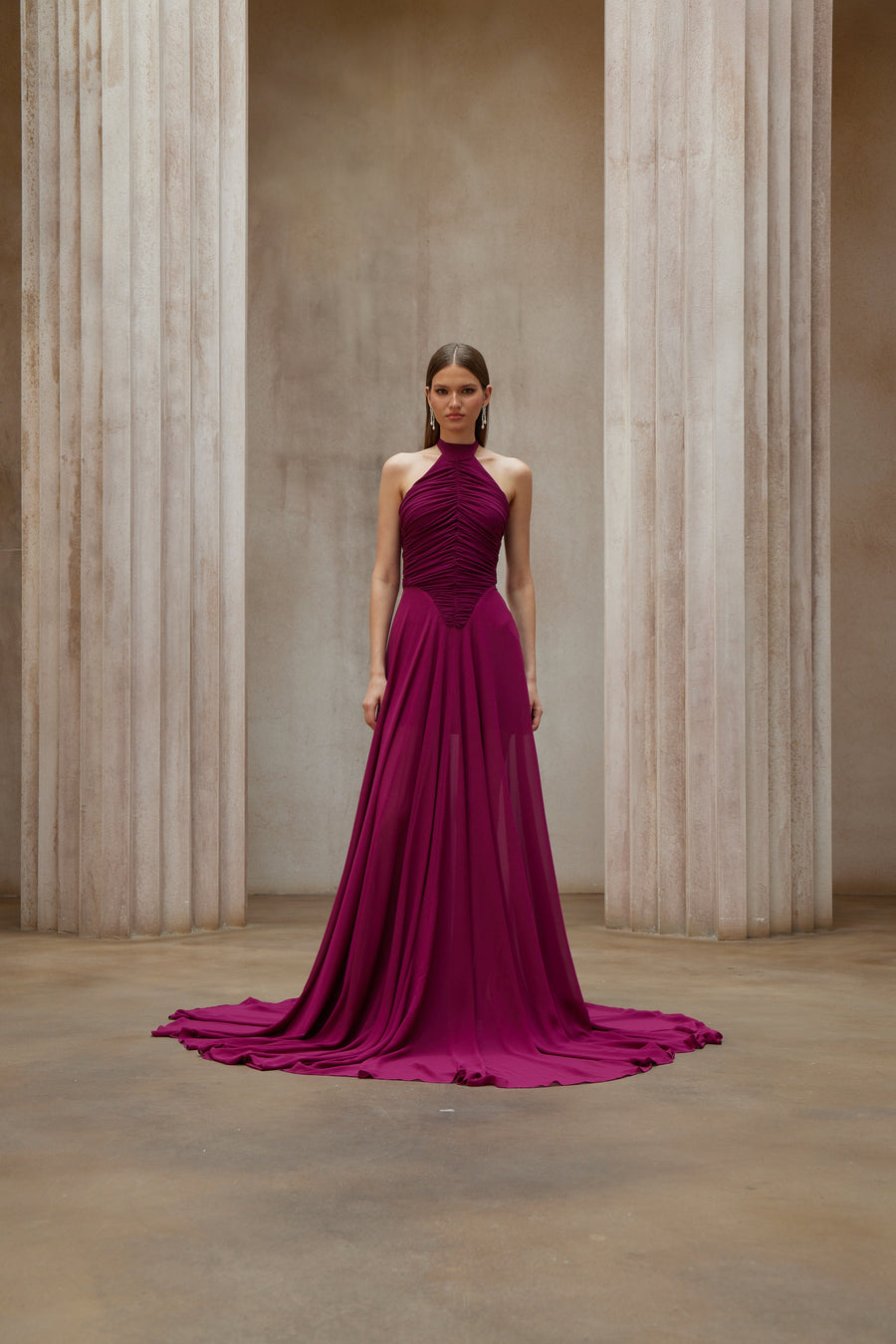 Kerstin Purple Ruched Maxi Dress