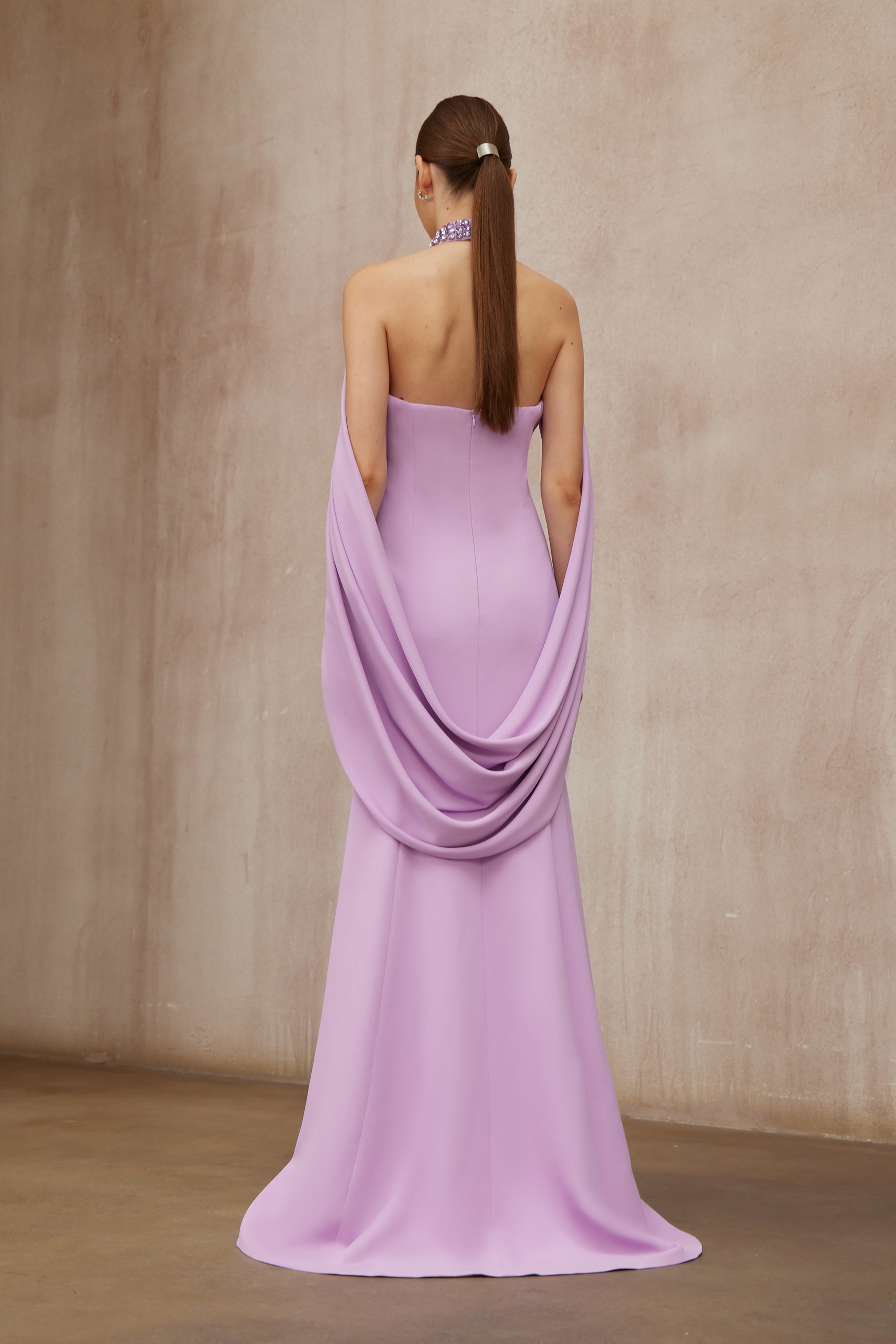 Cerise Purple Shawl Embellished Maxi Dress