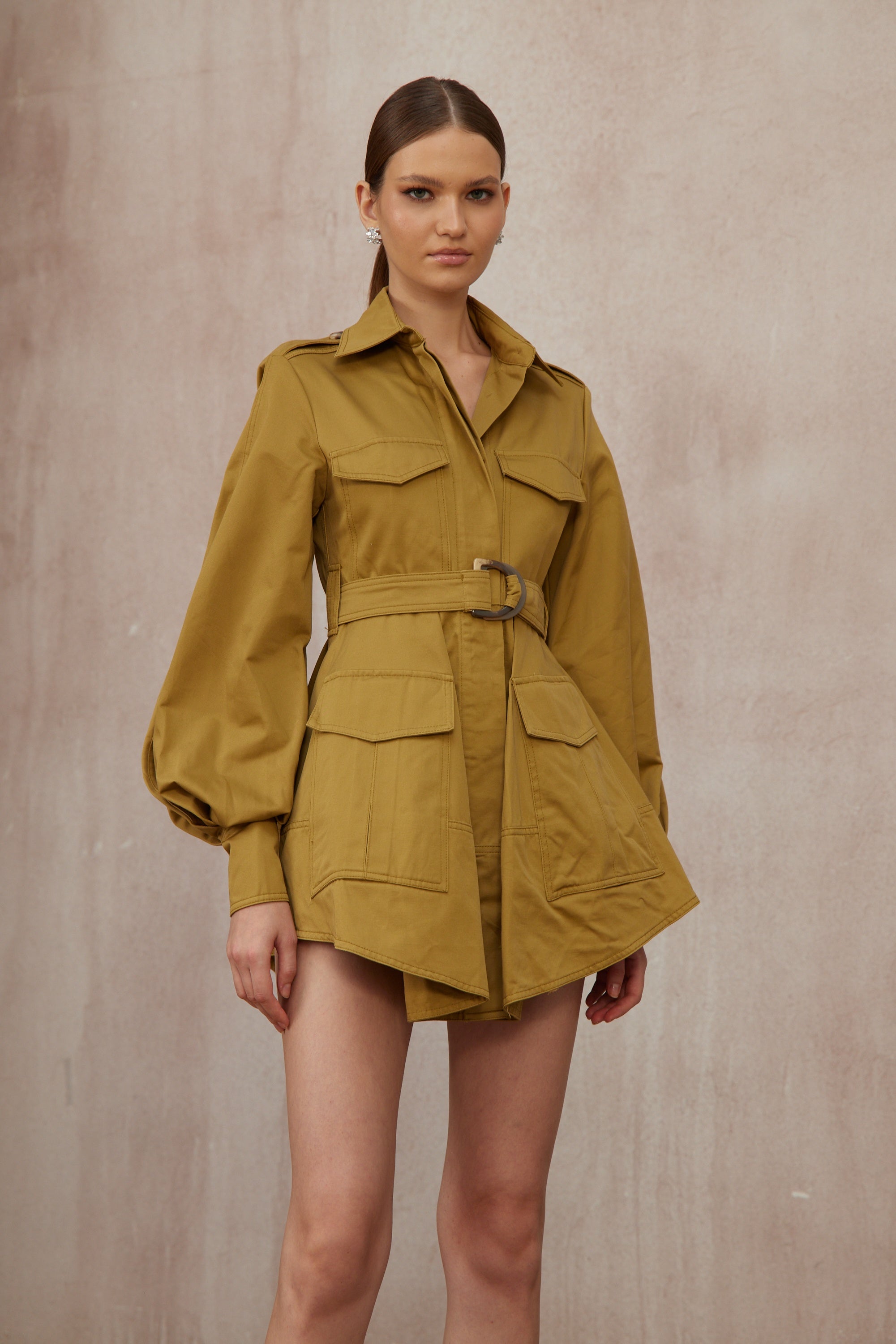 Madeline Ginger Belted Cargo Mini Dress