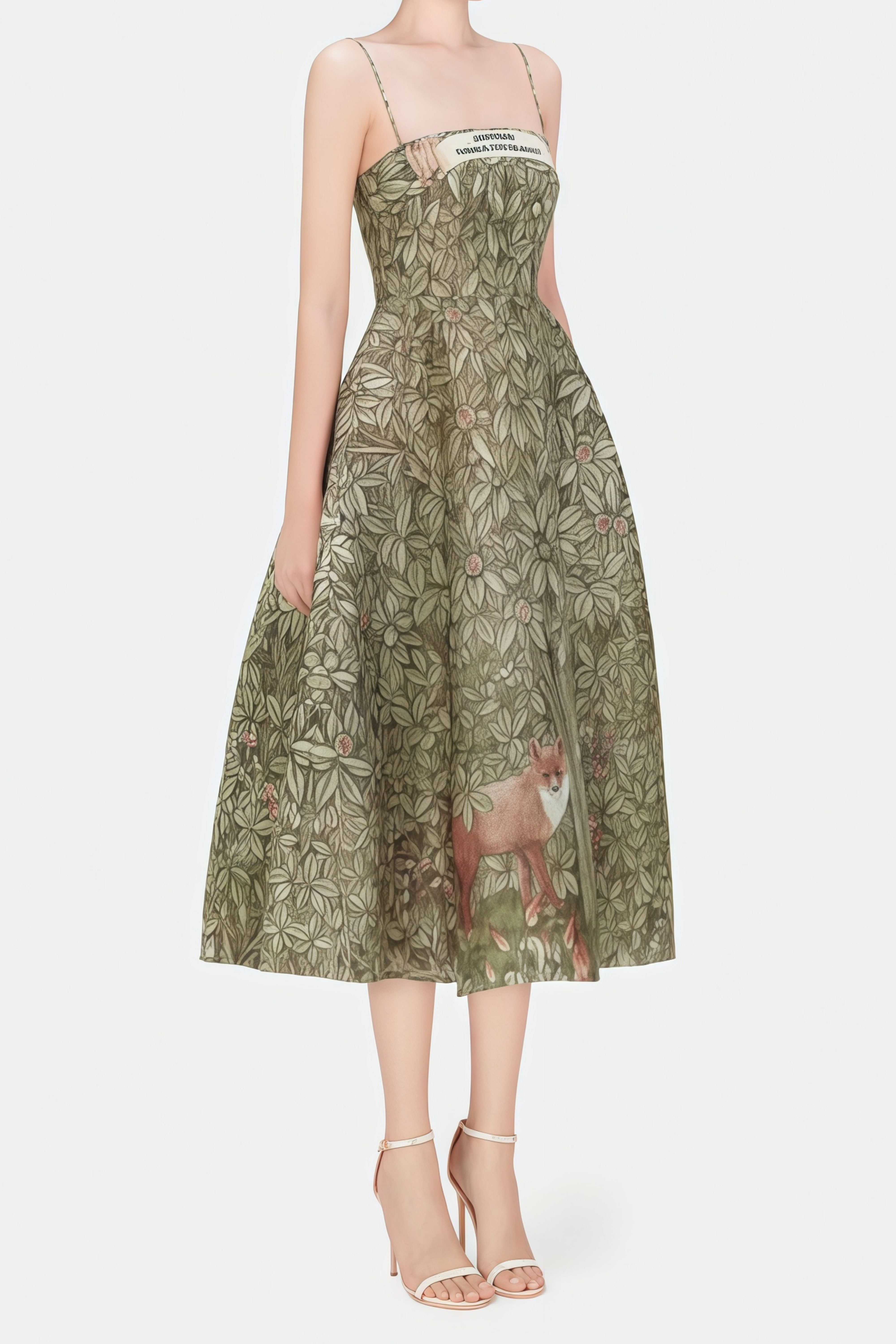 Claudia – Grünes Midikleid mit Dschungel-Print