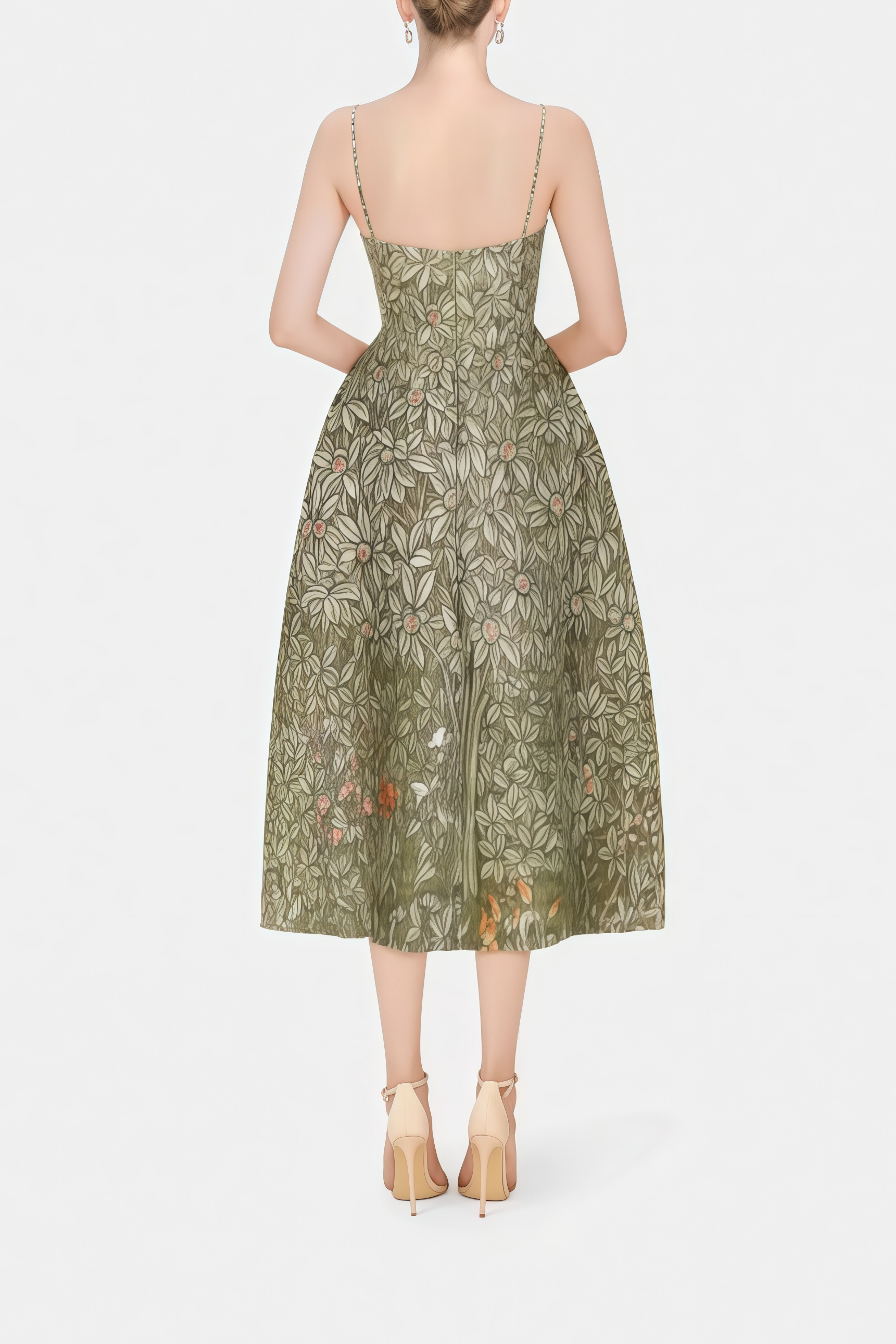 Claudia – Grünes Midikleid mit Dschungel-Print