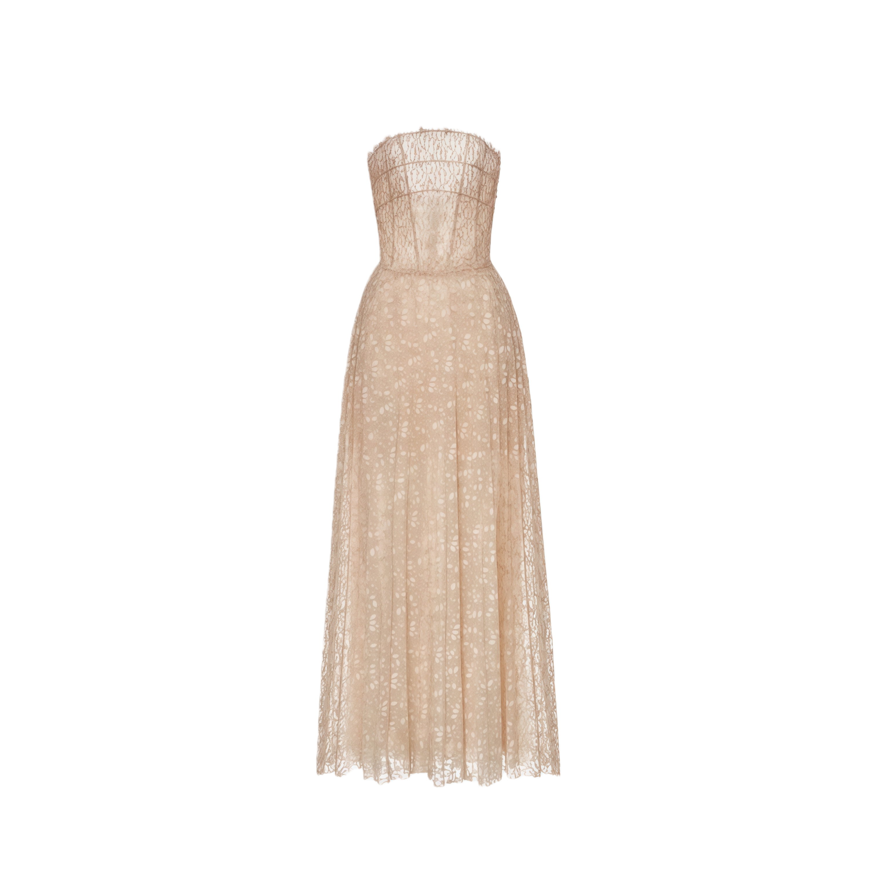 Ginetta Neutral Sequined Floral Lace Maxi Dress