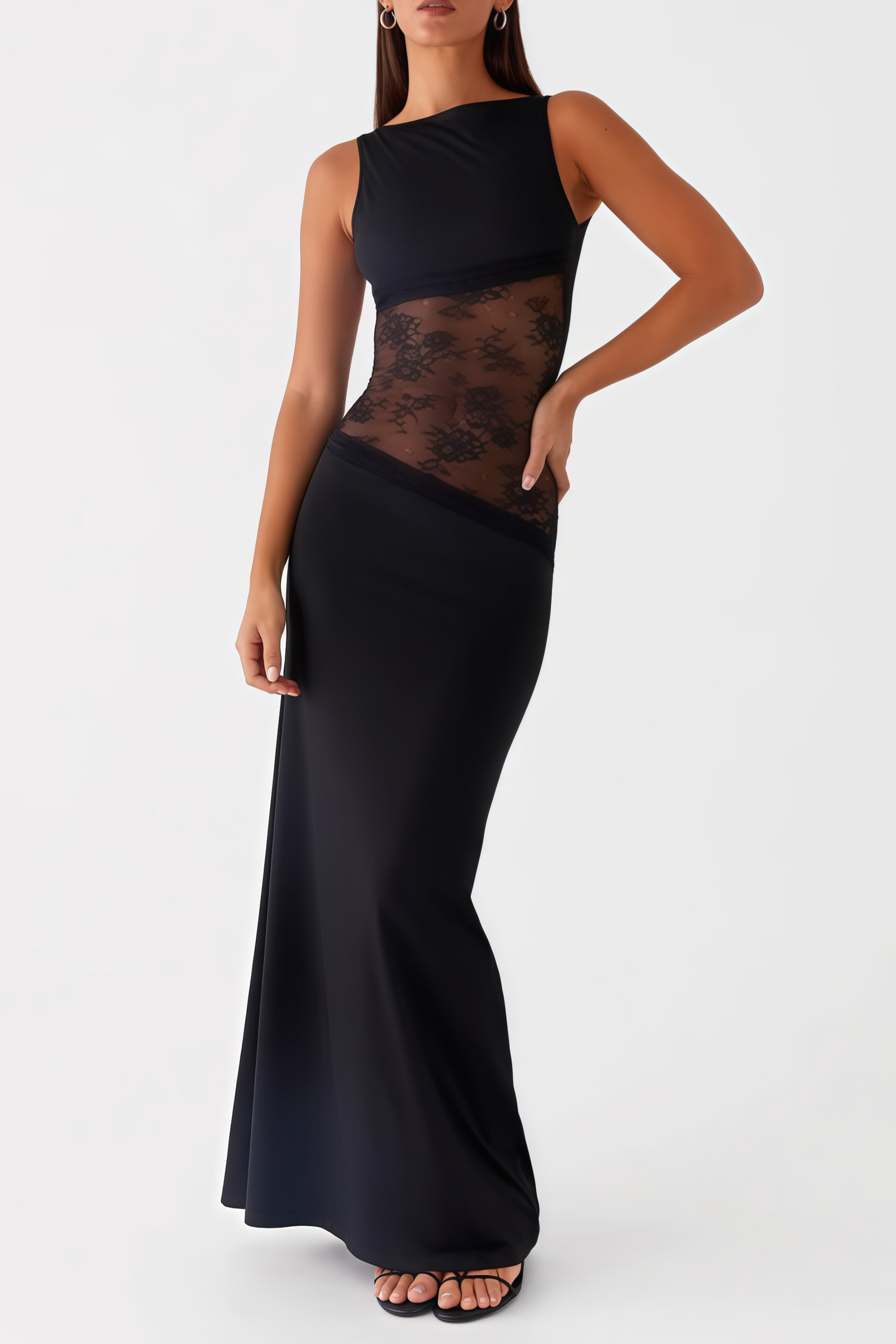 فستان إليسا براون غير المتماثل مع ثنيات من الساتان (下周上)