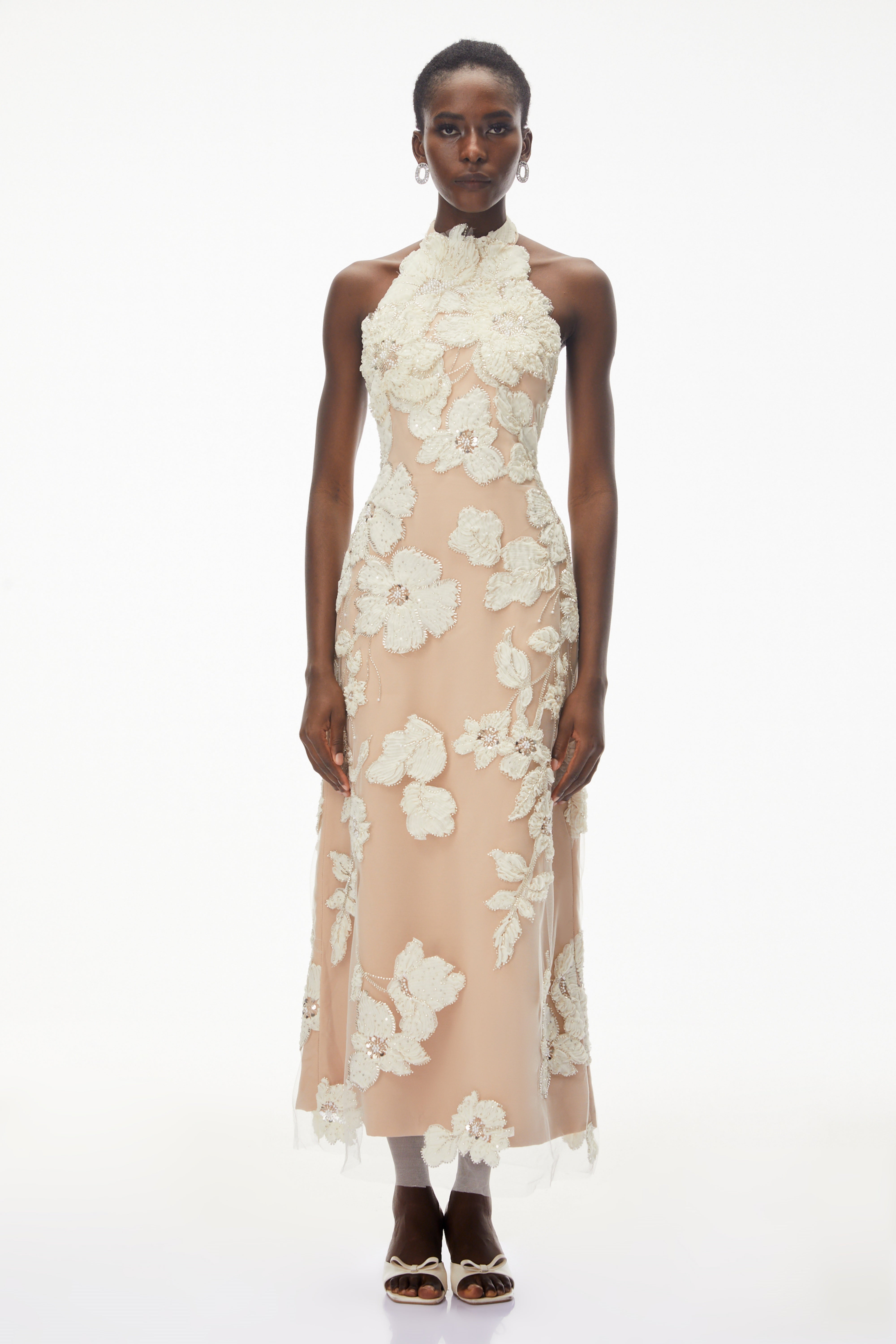 Annabelle Champagne Floral Embellished Maxi Dress